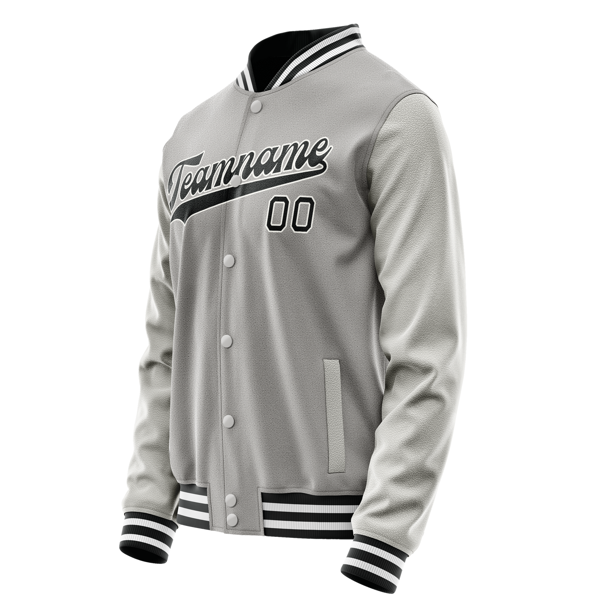 Custom Gray Black Solid Color Varsity Letterman Jacket JA02240617YH174