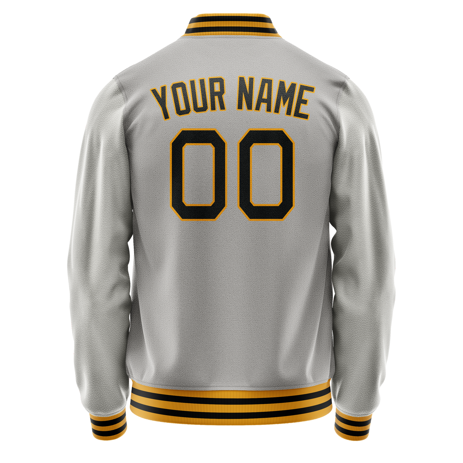 Custom Gray Black Solid Color Varsity Letterman Jacket JA02240617YH151