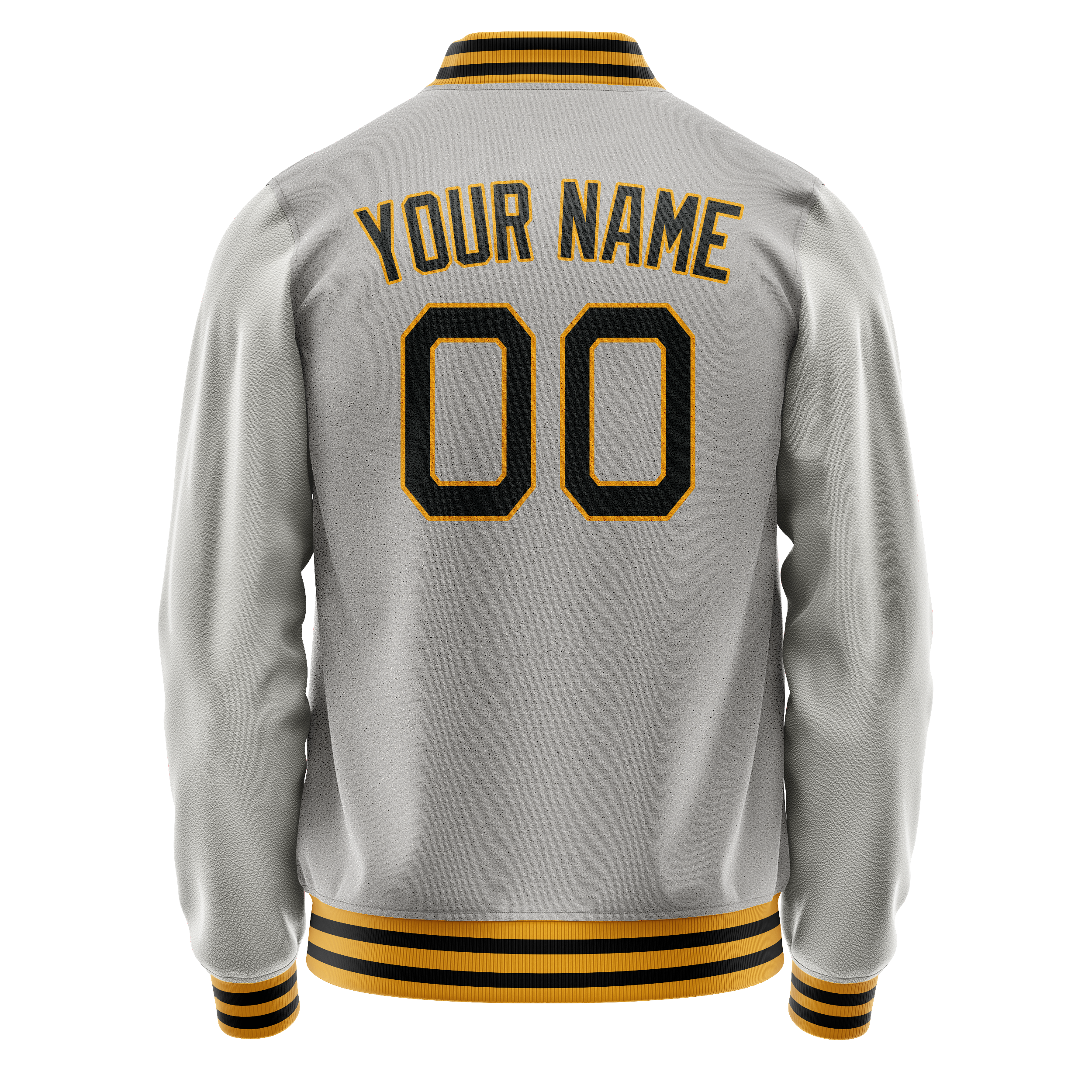 Custom Gray Black Solid Color Varsity Letterman Jacket JA02240617YH151