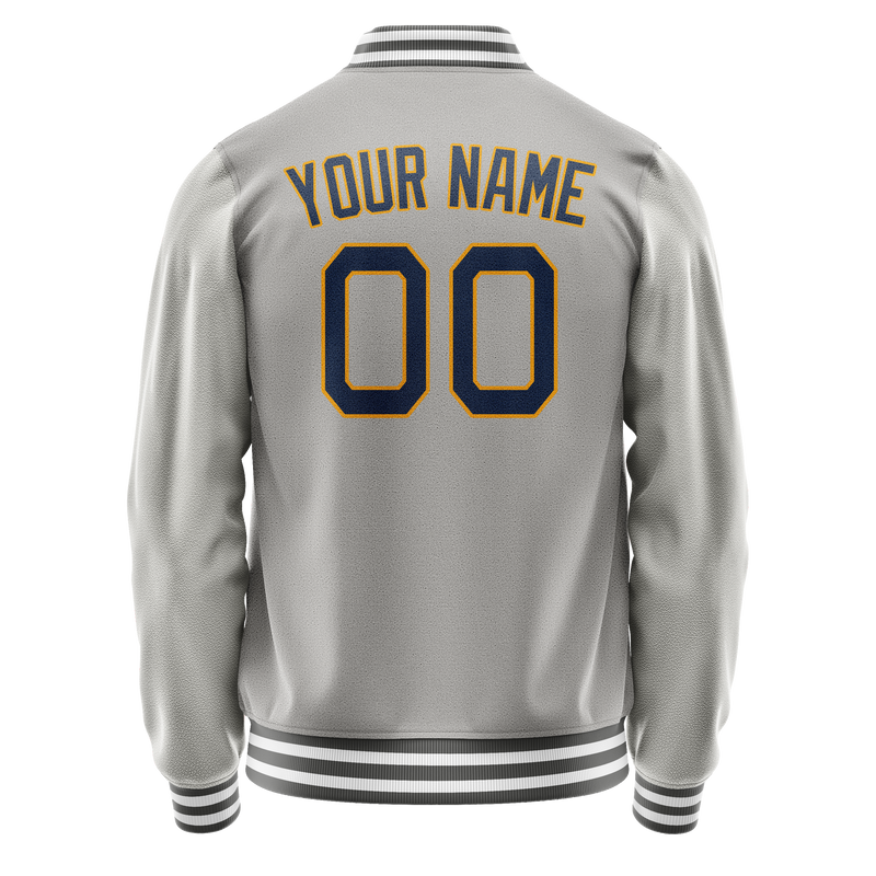 Custom Gray Purple Solid Color Varsity Letterman Jacket JA02240617YH176