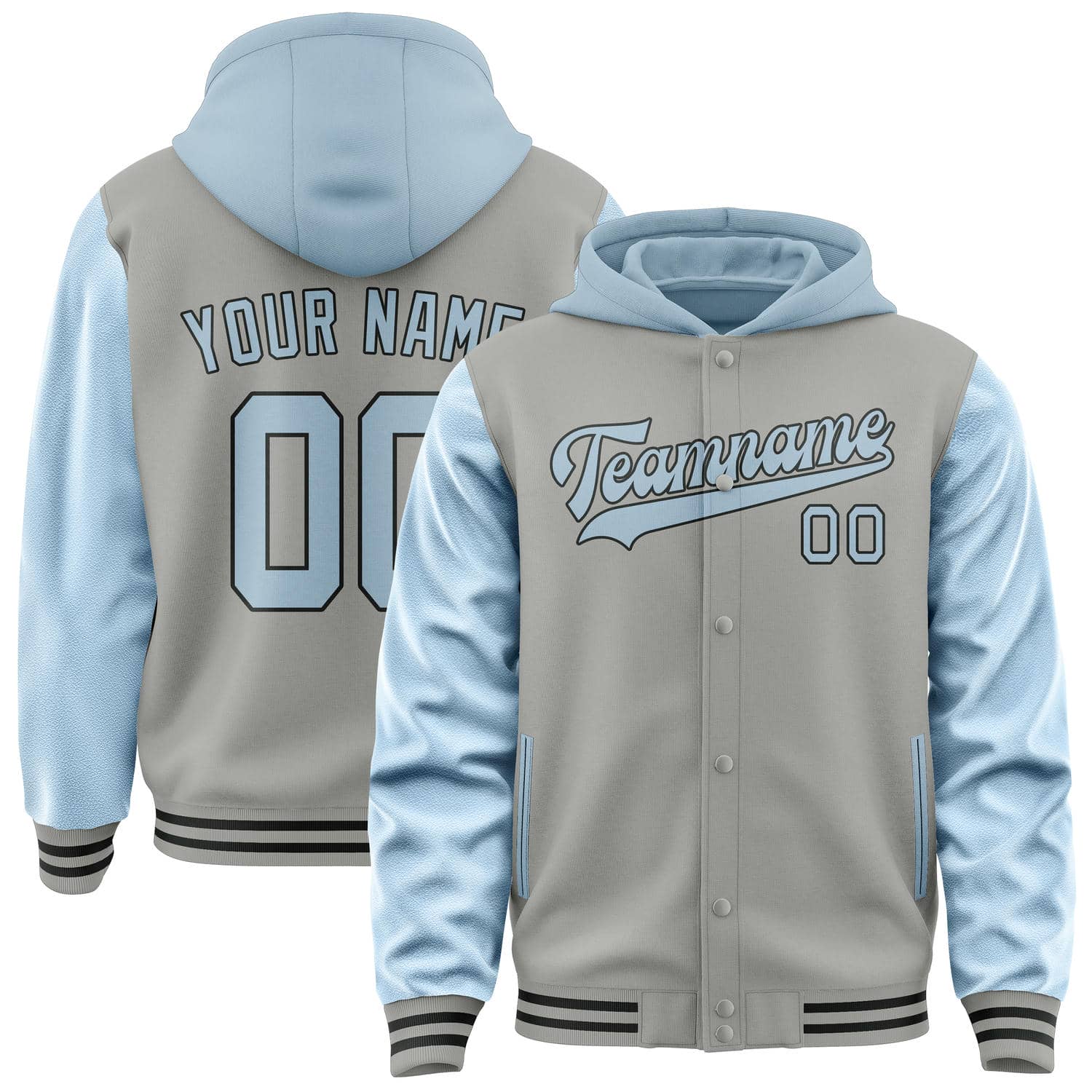 Custom Gray Light Blue Jacket