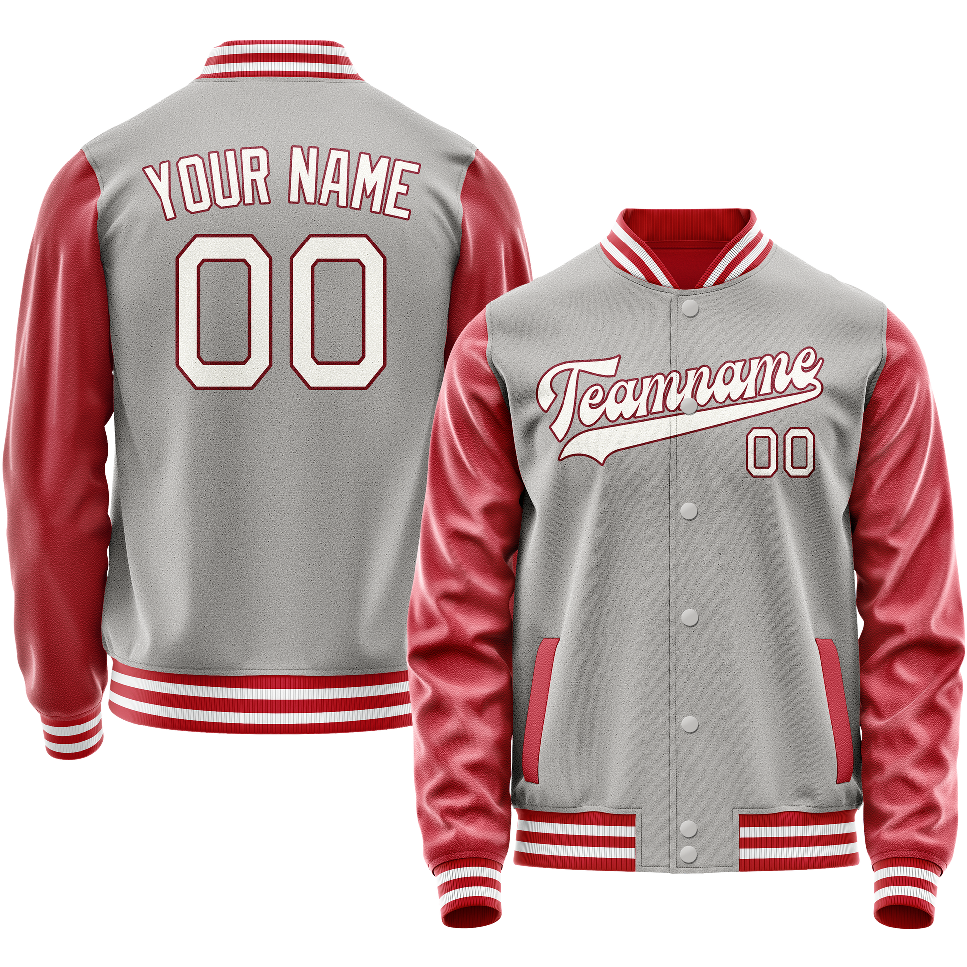 Custom Gray Texas-Orange Solid Color Varsity Letterman Jacket JA02240617YH167