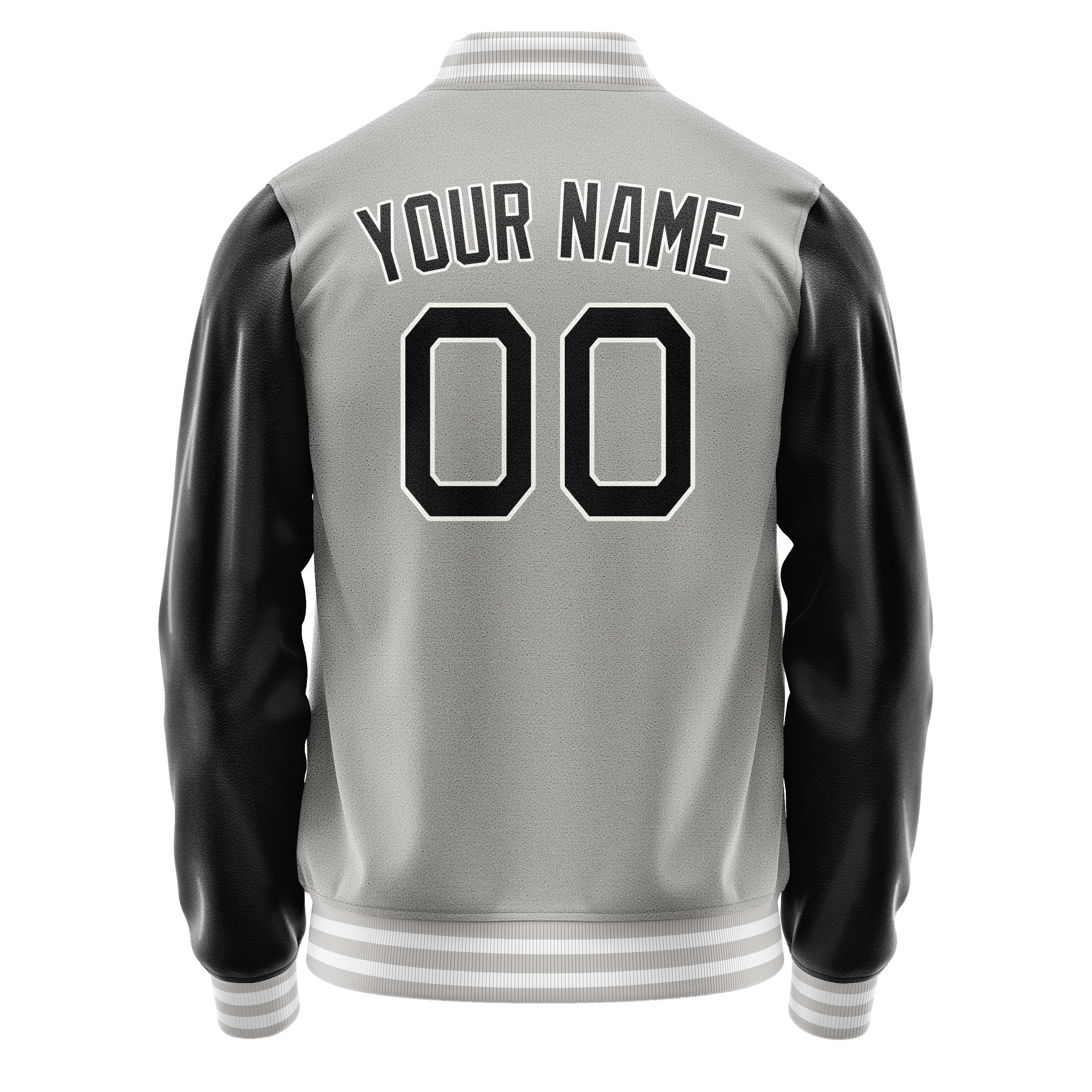 Custom Gray Black Solid Color Varsity Letterman Jacket JA02240617YH148