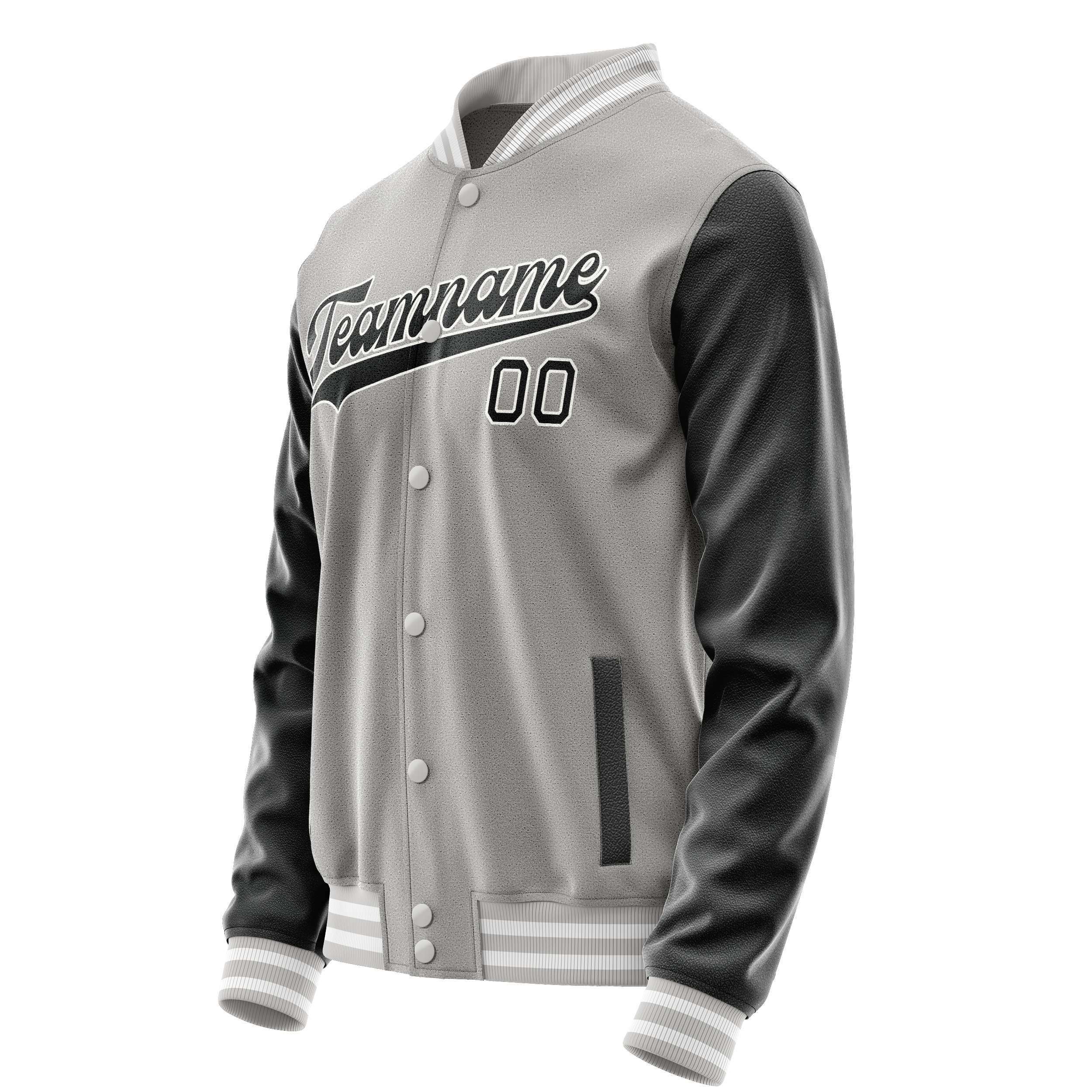 Custom Gray Black Solid Color Varsity Letterman Jacket JA02240617YH148
