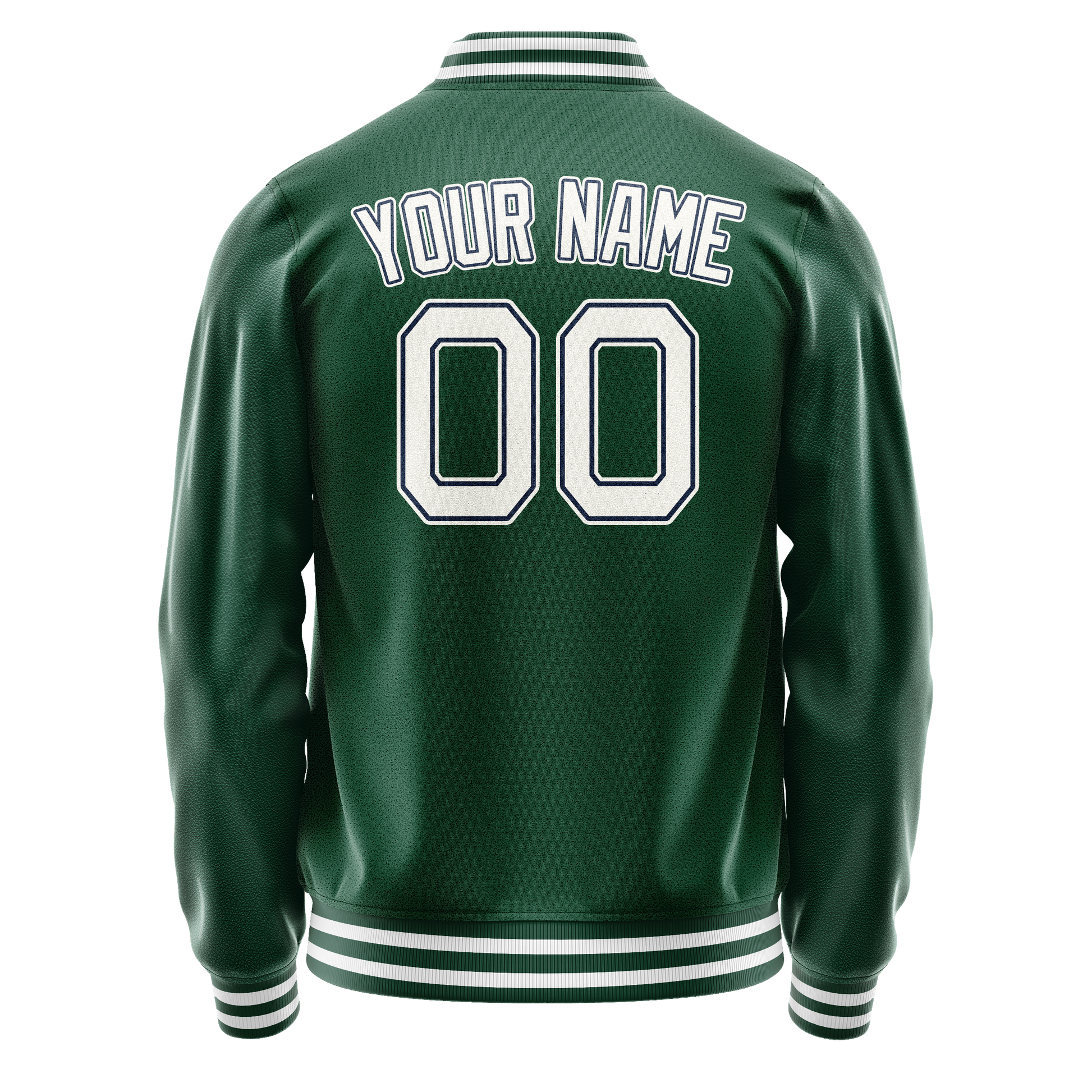 Custom Kelly-Green White Solid Color Varsity Letterman Jacket JA02240617ZF224
