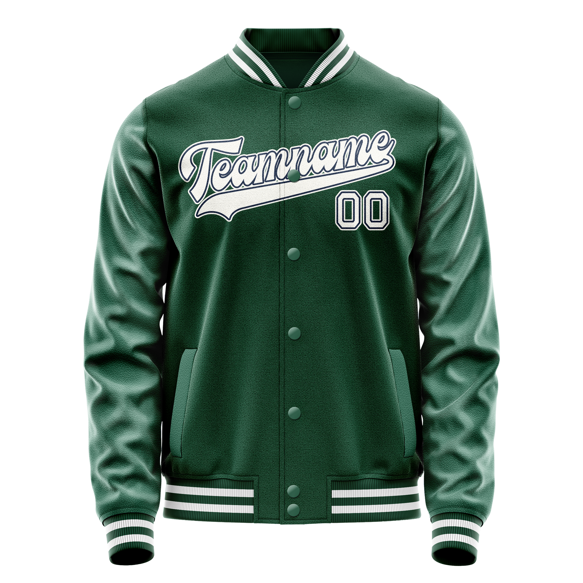 Custom Kelly-Green White Solid Color Varsity Letterman Jacket JA02240617ZF224