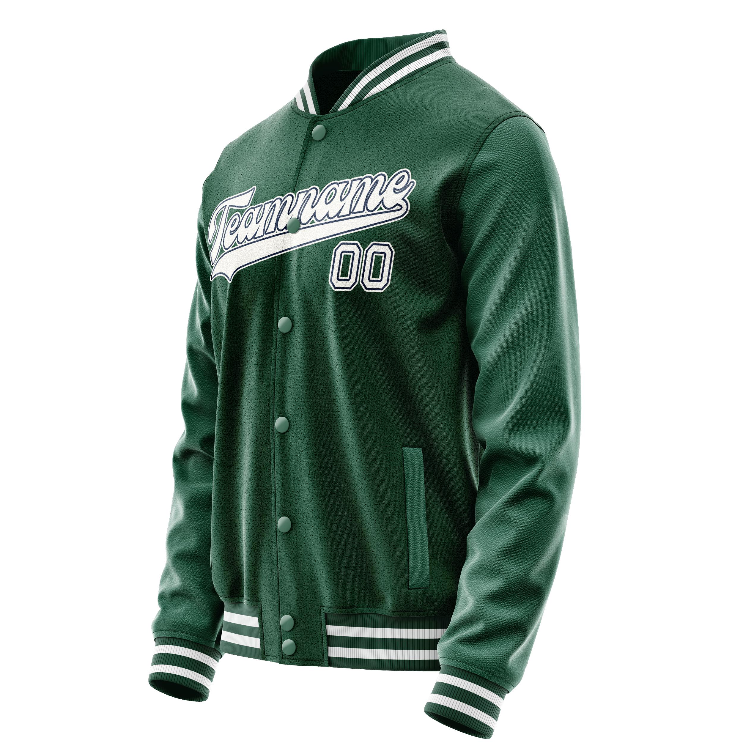Custom Kelly-Green White Solid Color Varsity Letterman Jacket JA02240617ZF224