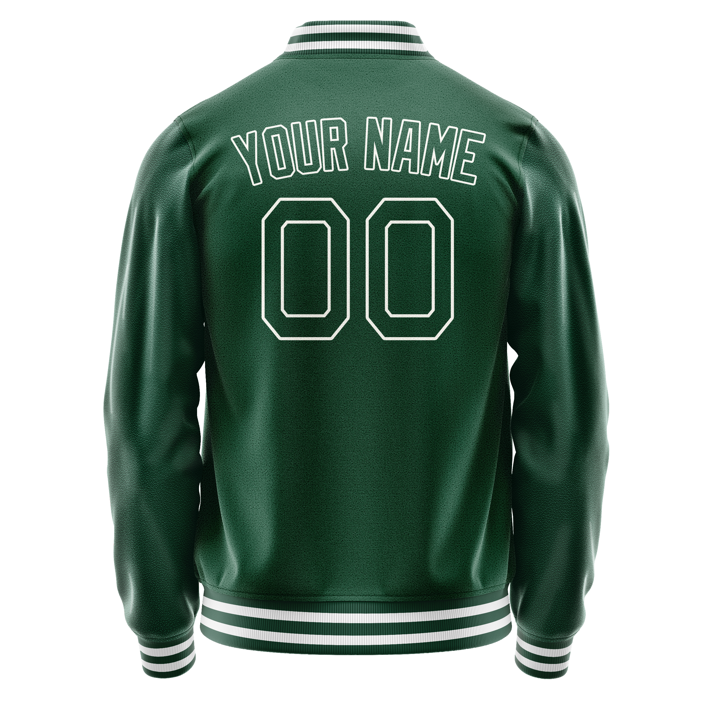 Custom Kelly-Green White Solid Color Varsity Letterman Jacket JA02240617ZF218