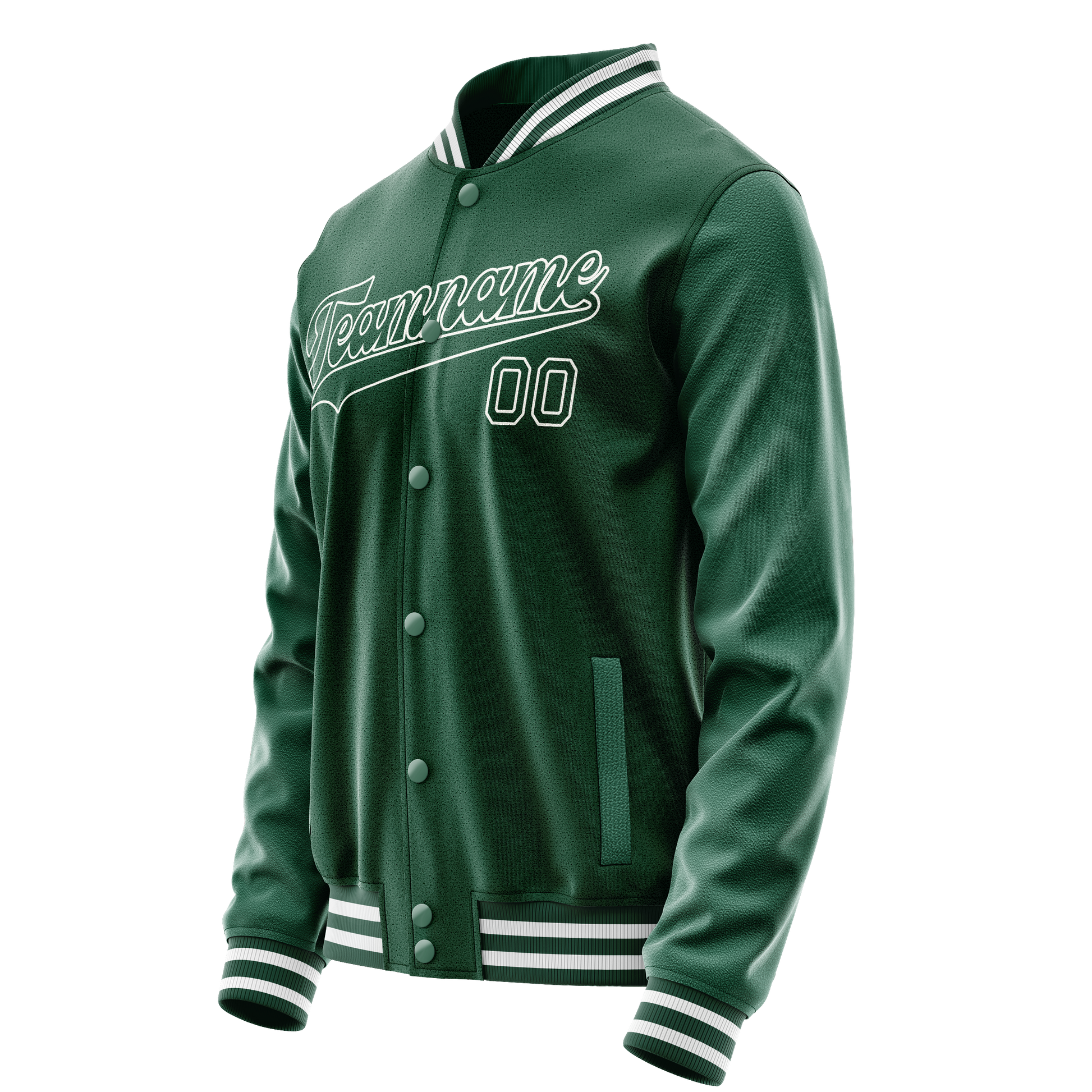 Custom Kelly-Green White Solid Color Varsity Letterman Jacket JA02240617ZF218