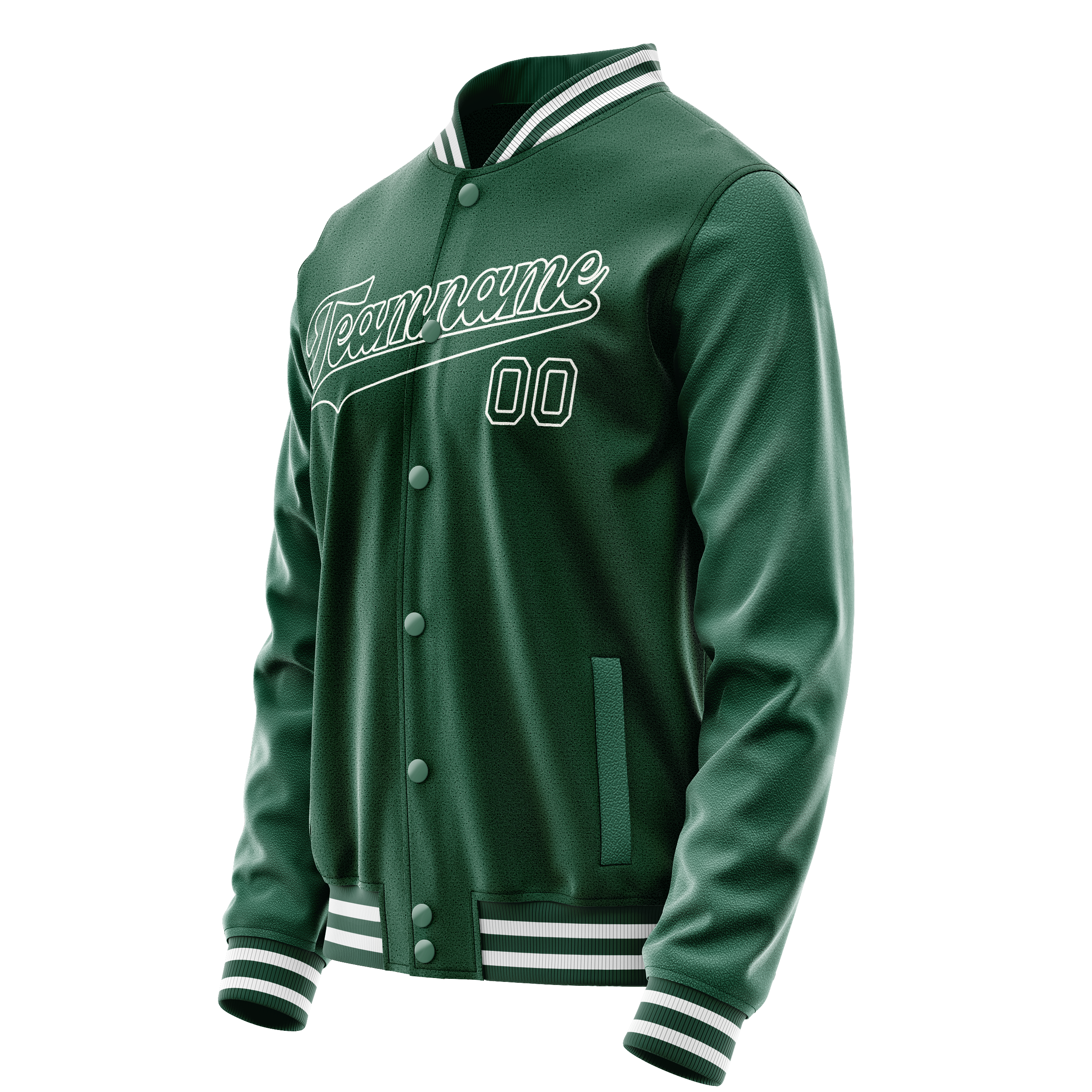 Custom Kelly-Green White Solid Color Varsity Letterman Jacket JA02240617ZF218