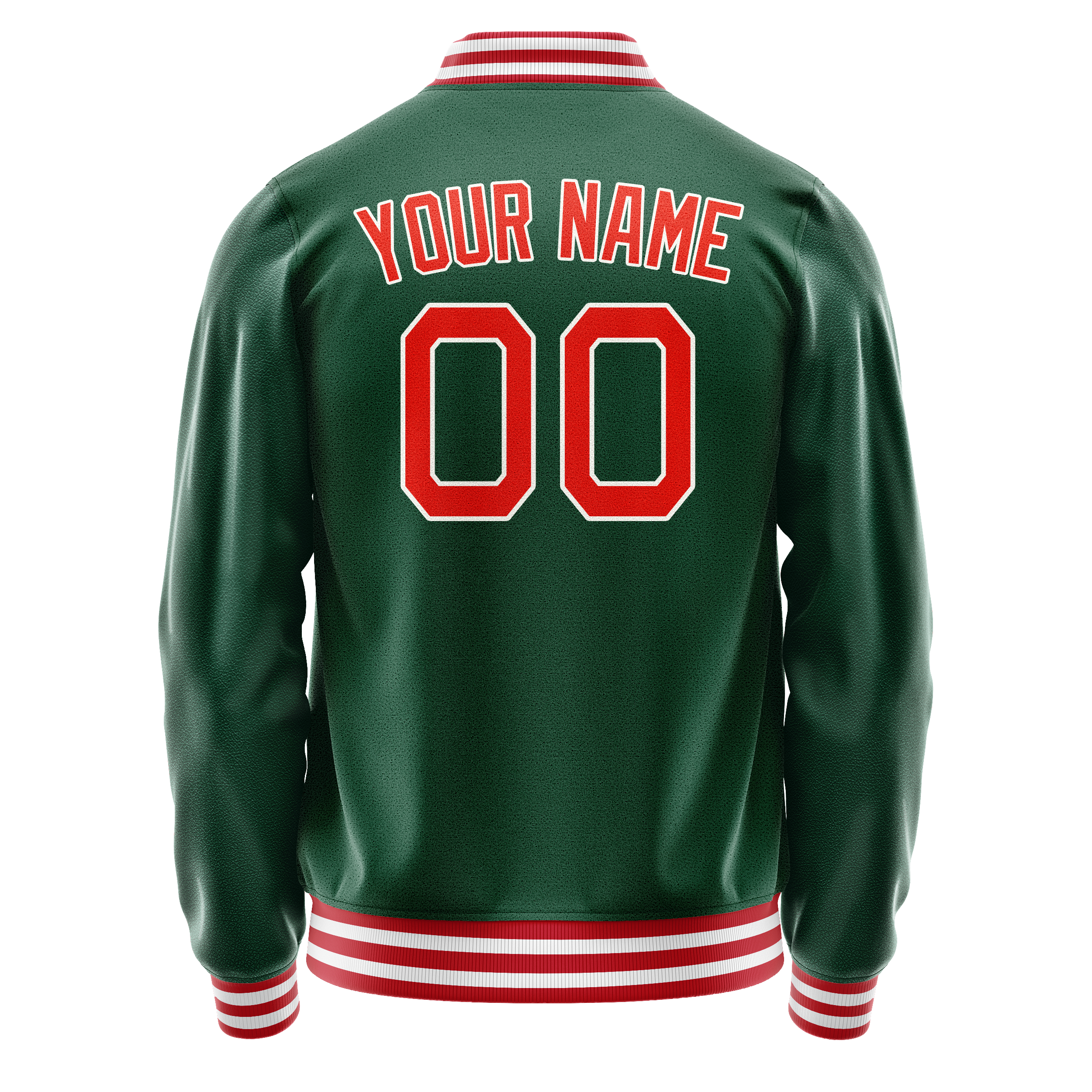 Custom Kelly-Green Orange Solid Color Varsity Letterman Jacket JA02240617ZF215