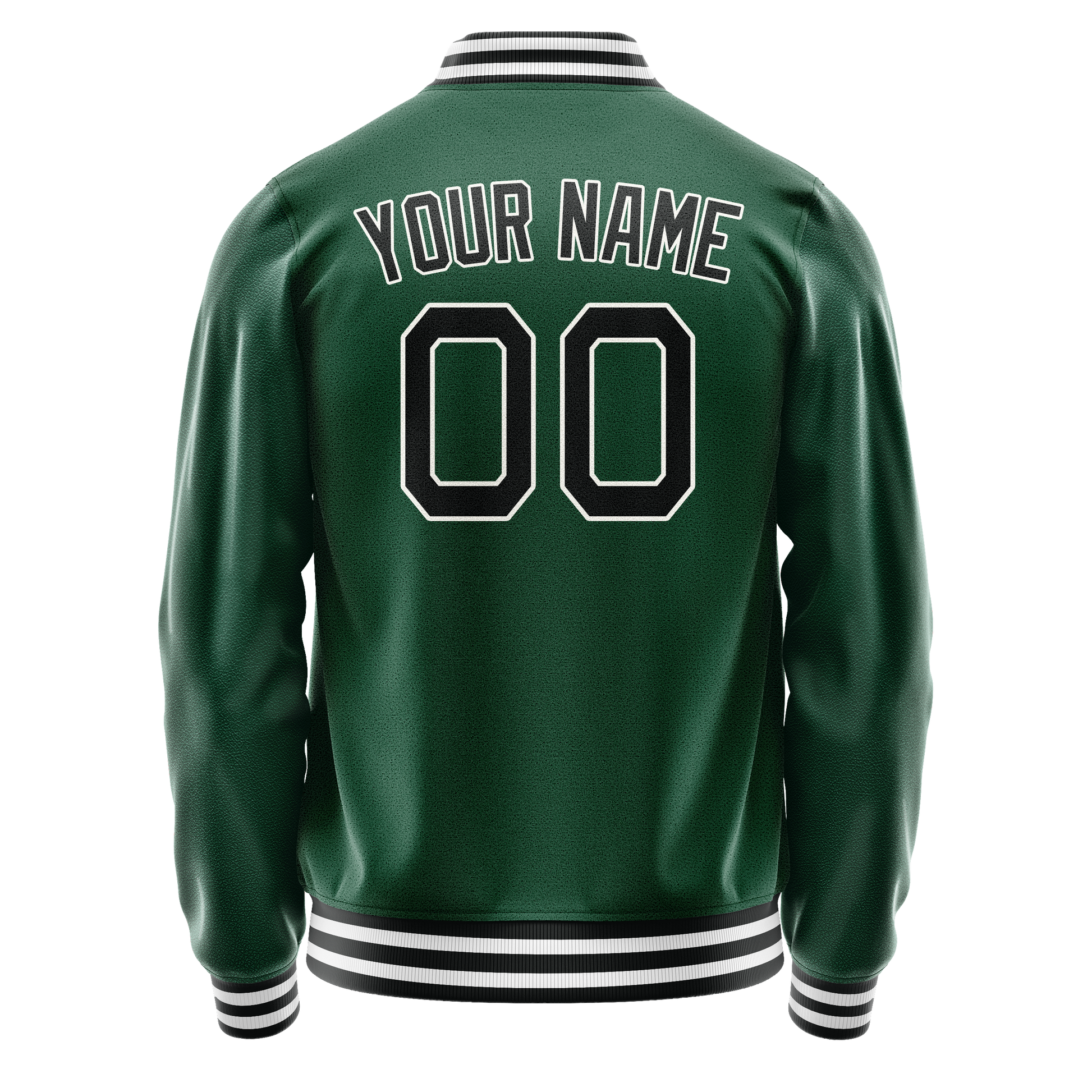 Custom Kelly-Green Black Solid Color Varsity Letterman Jacket JA02240617ZF210