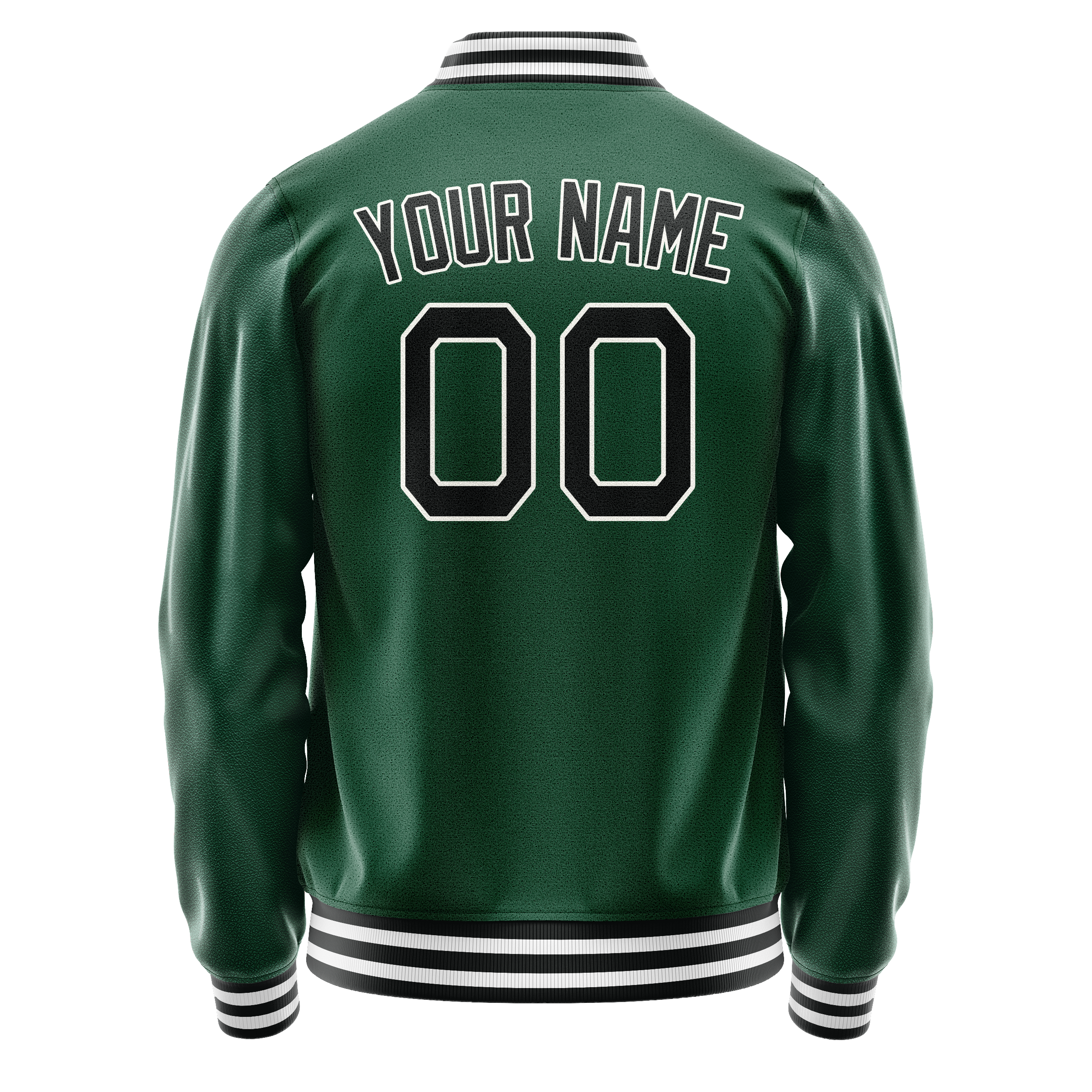 Custom Kelly-Green Black Solid Color Varsity Letterman Jacket JA02240617ZF210