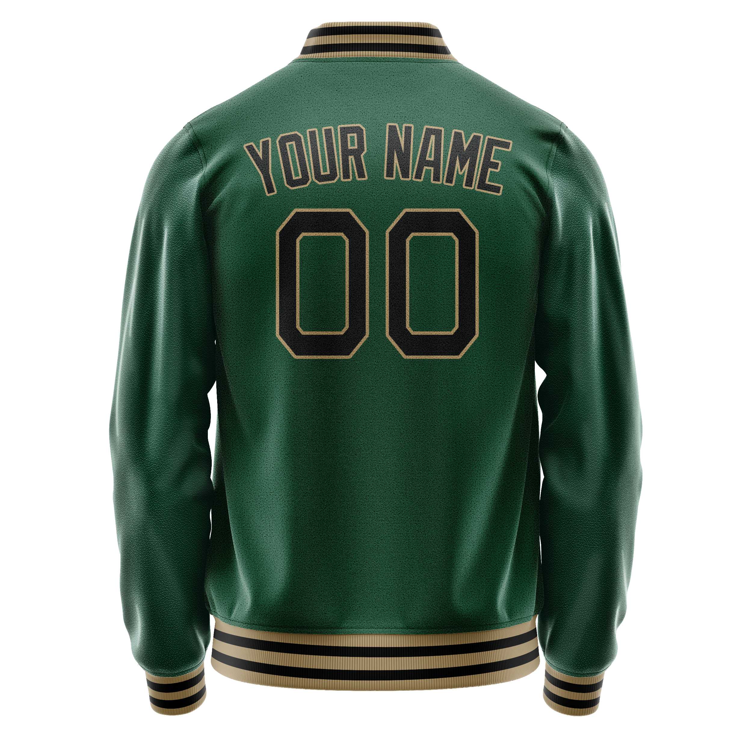 Custom Kelly-Green Black Solid Color Varsity Letterman Jacket JA02240617ZF213