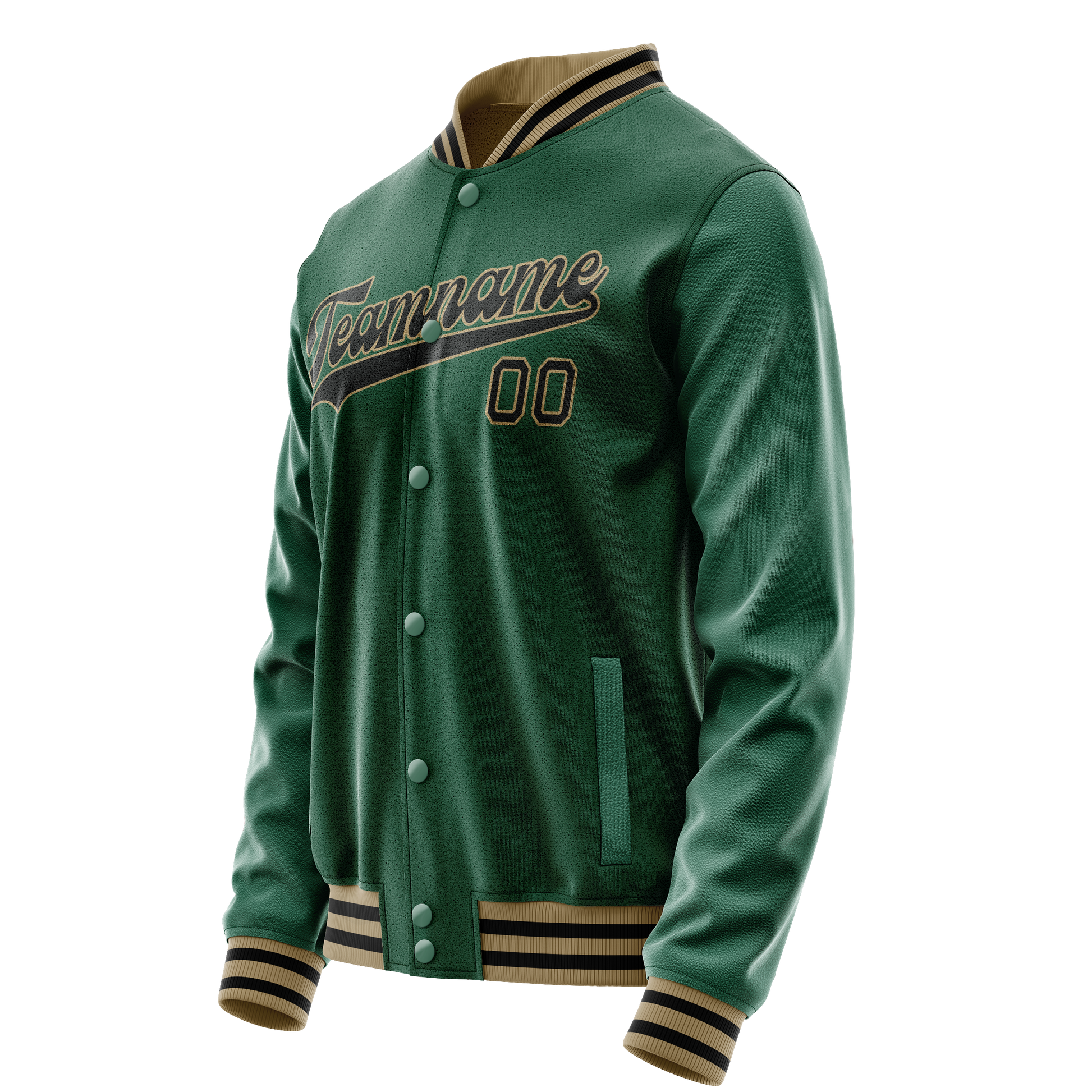 Custom Kelly-Green Black Solid Color Varsity Letterman Jacket JA02240617ZF213