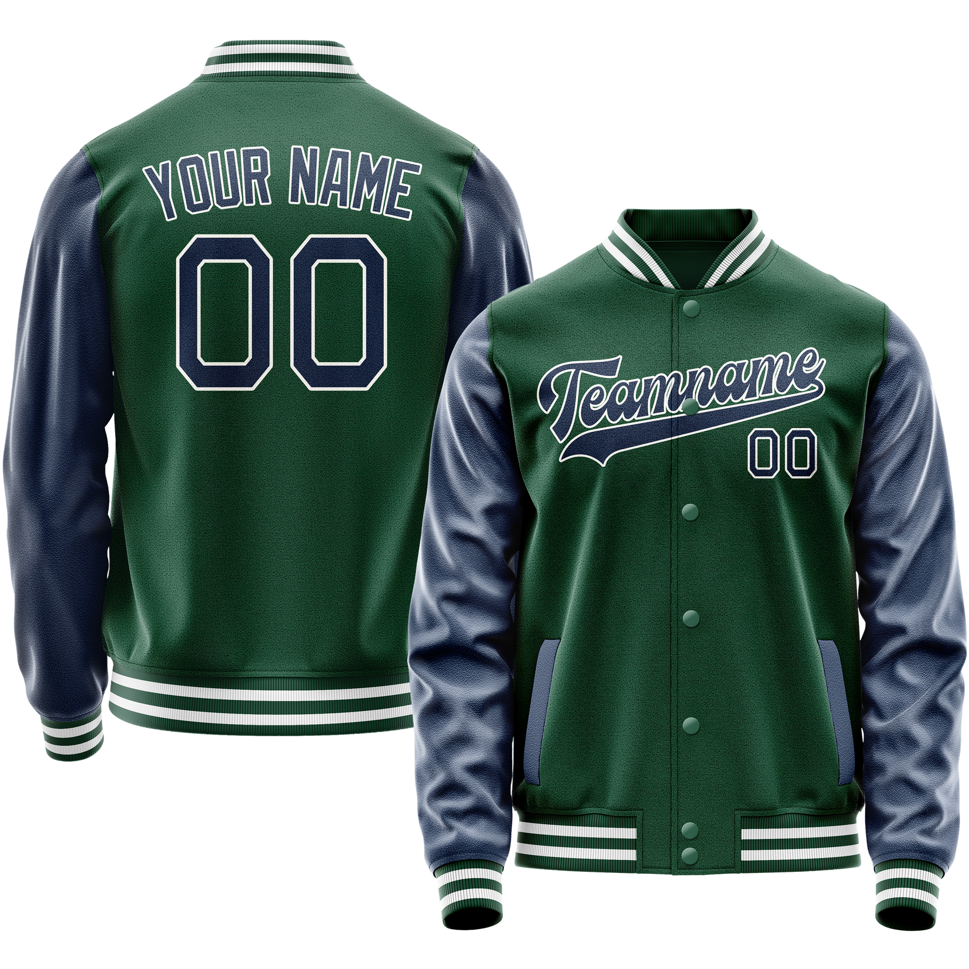 Custom Kelly-Green Royal Solid Color Varsity Letterman Jacket JA02240617ZF222