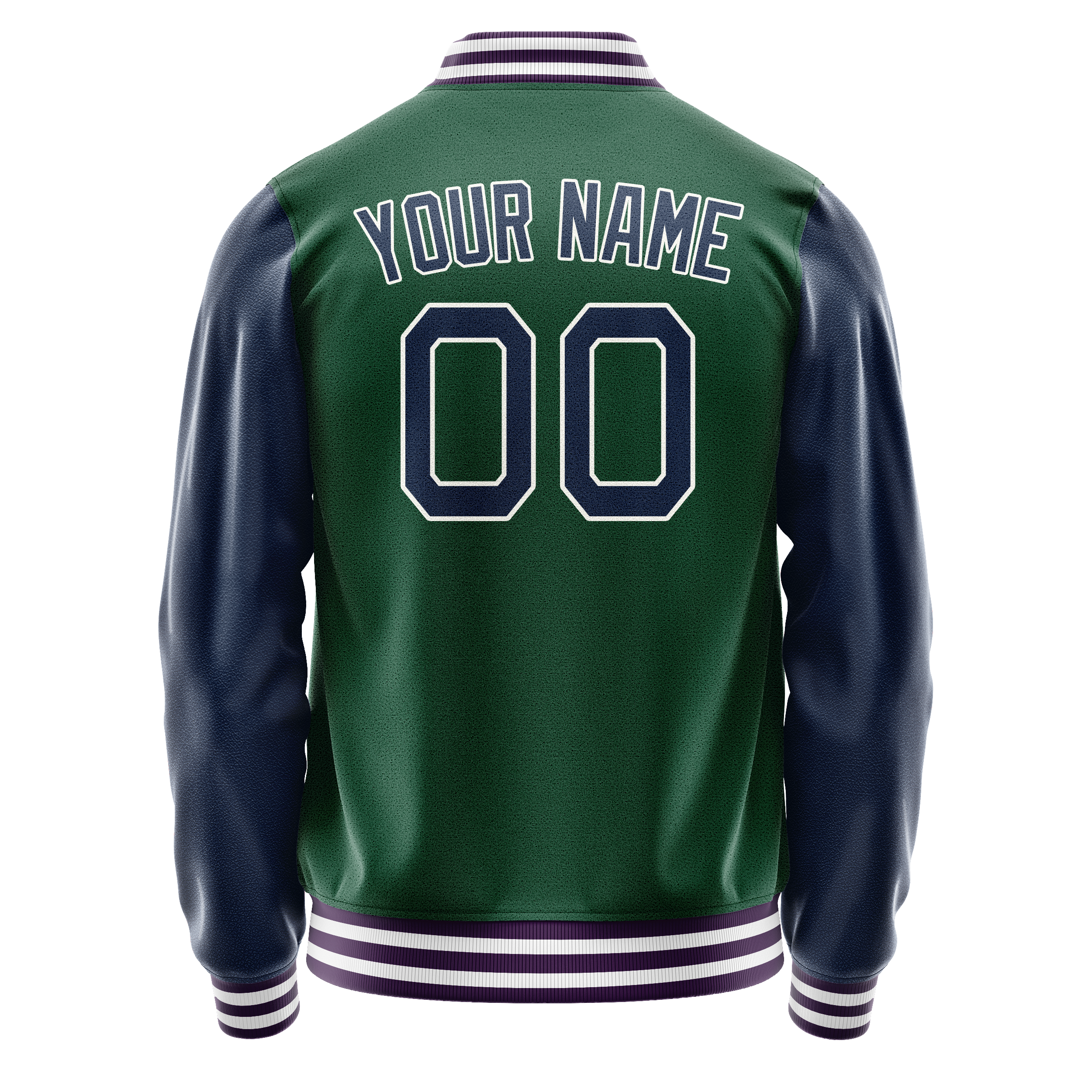 Custom Kelly-Green Navy Solid Color Varsity Letterman Jacket JA02240617ZF212