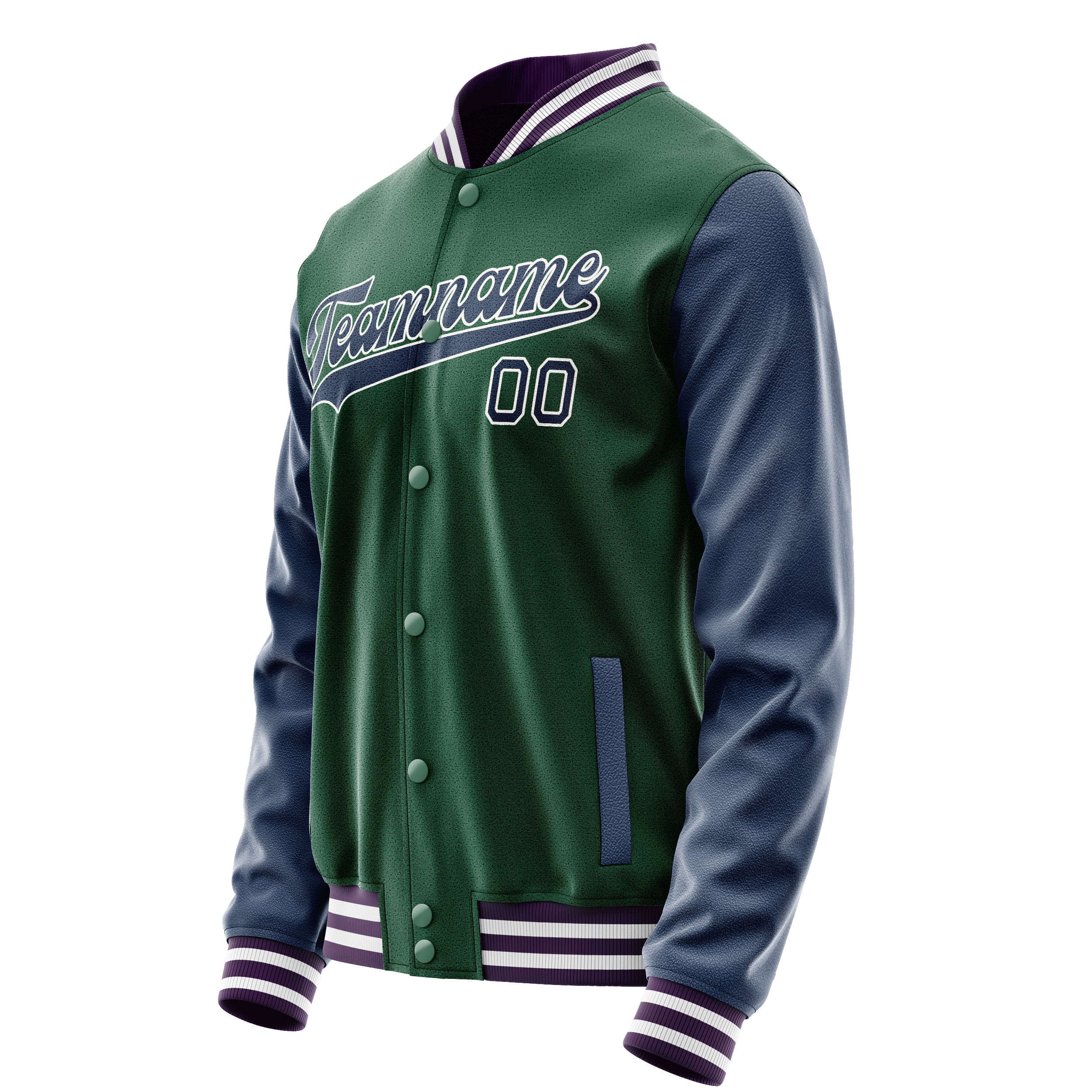 Custom Kelly-Green Navy Solid Color Varsity Letterman Jacket JA02240617ZF212