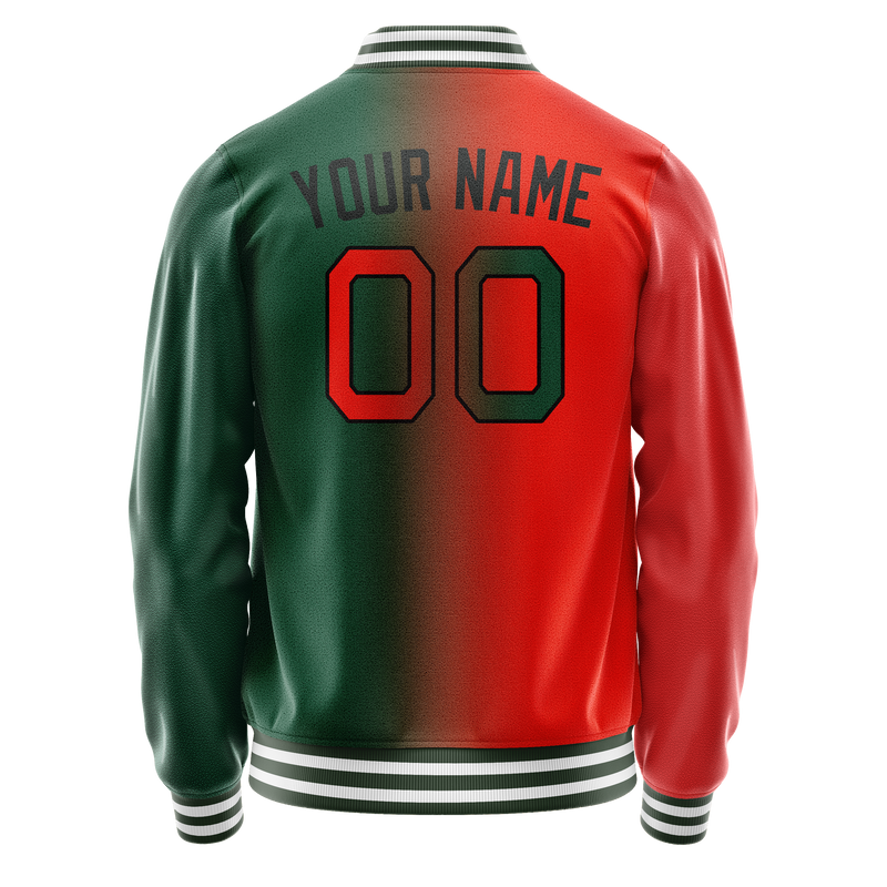 Custom Kelly-Green Orange Gradient Varsity Letterman Jacket JA02240617ZF223