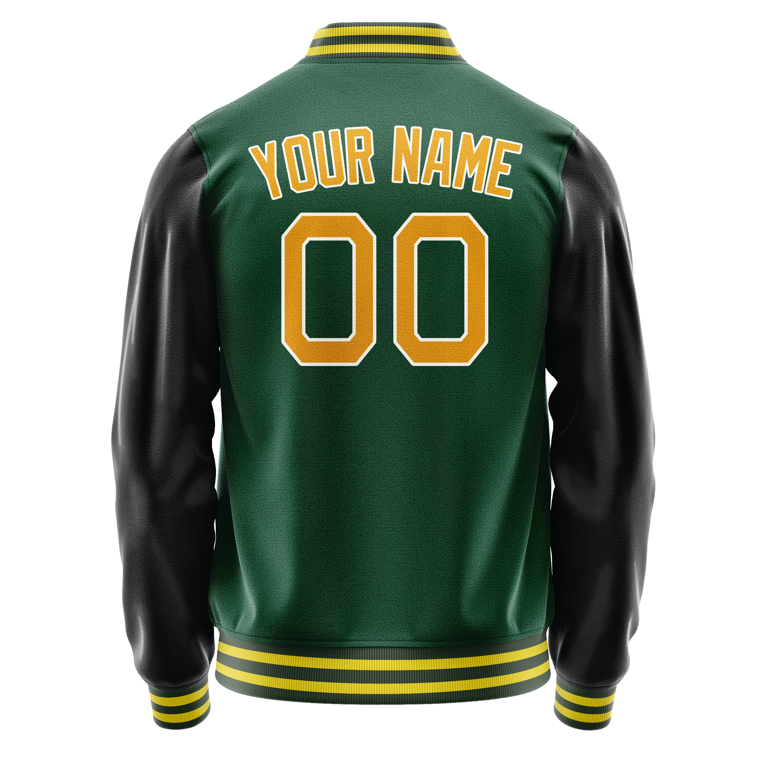 Custom Kelly-Green Gold Solid Color Varsity Letterman Jacket JA02240617ZF211