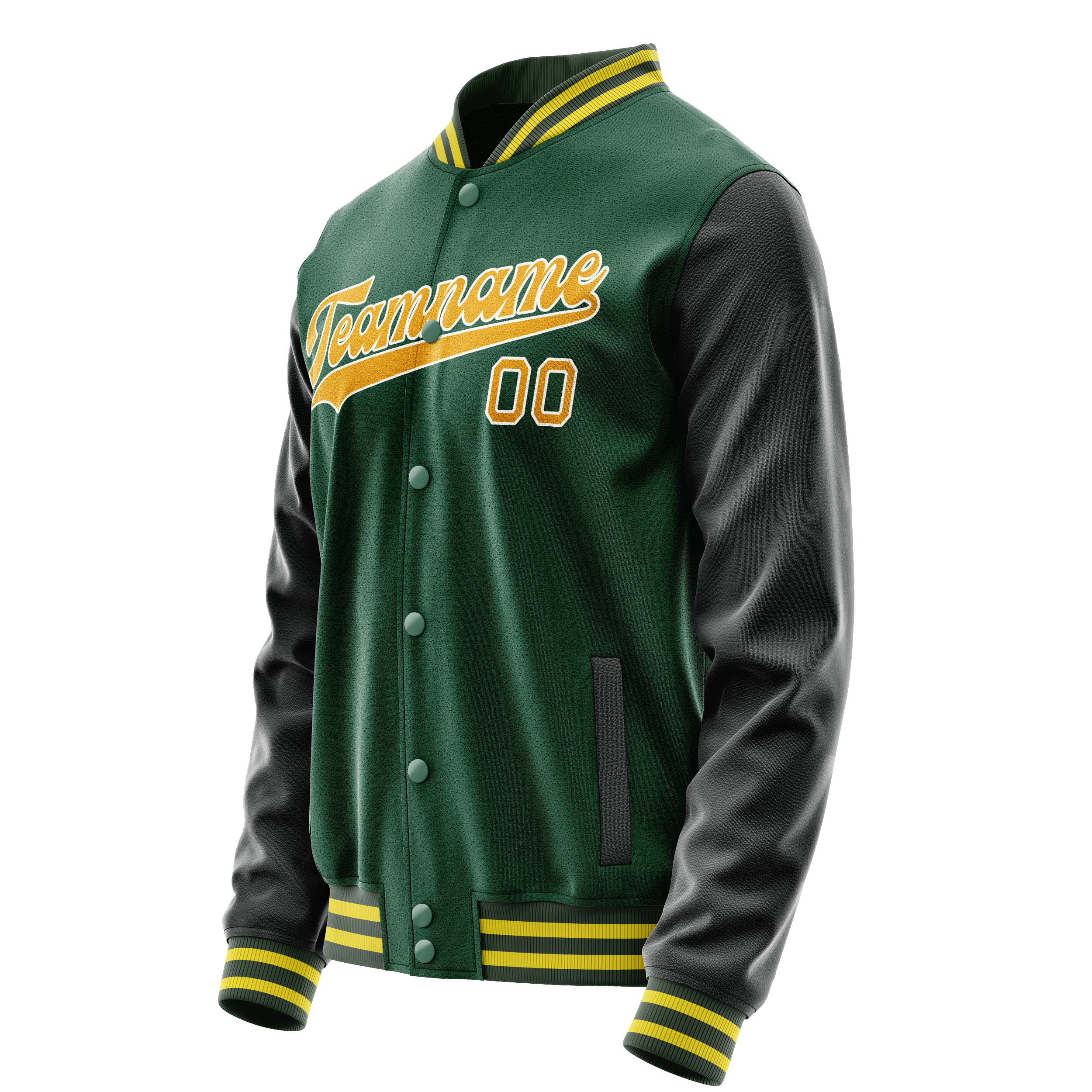 Custom Kelly-Green Gold Solid Color Varsity Letterman Jacket JA02240617ZF211
