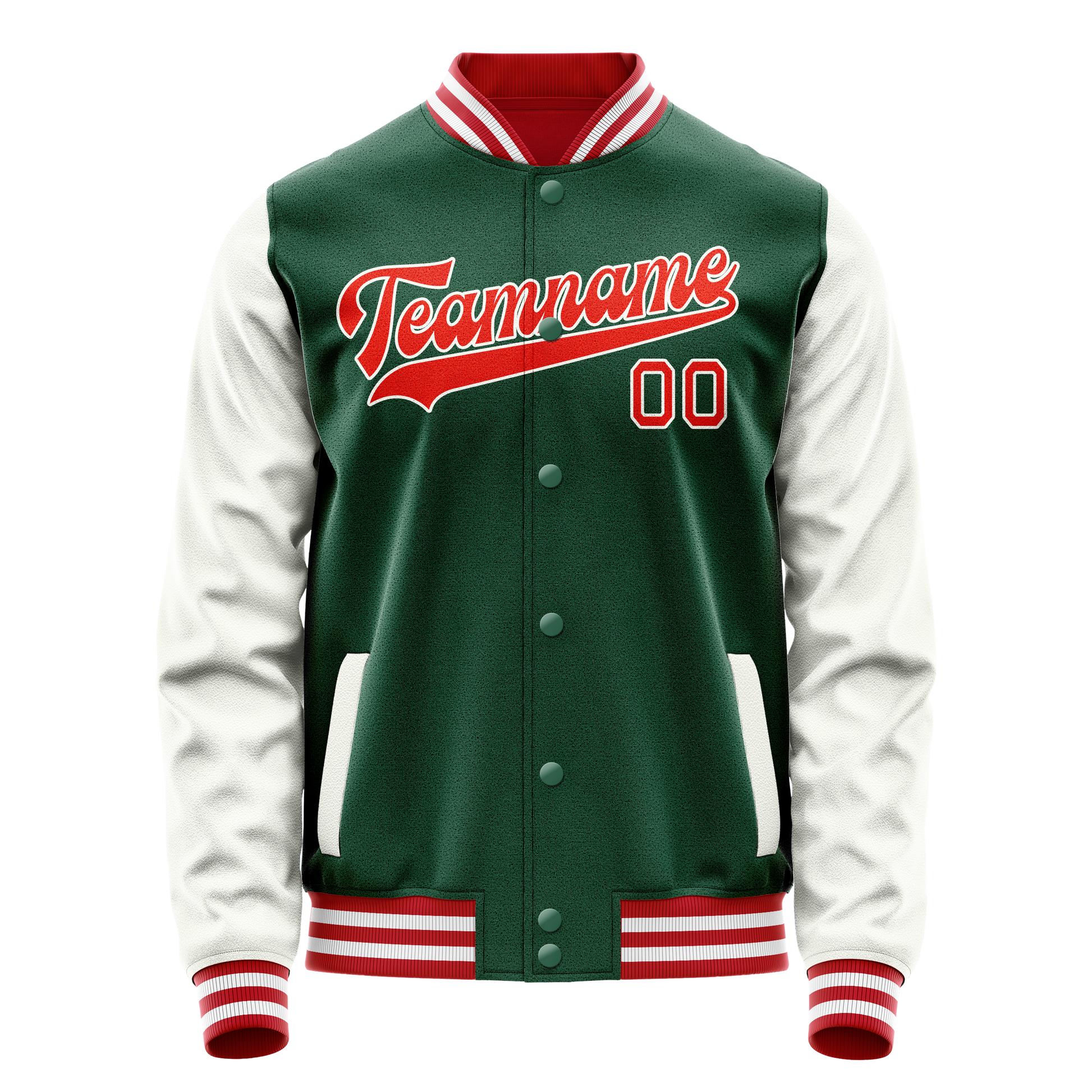 Custom Kelly-Green White Solid Color Varsity Letterman Jacket JA02240617ZF214