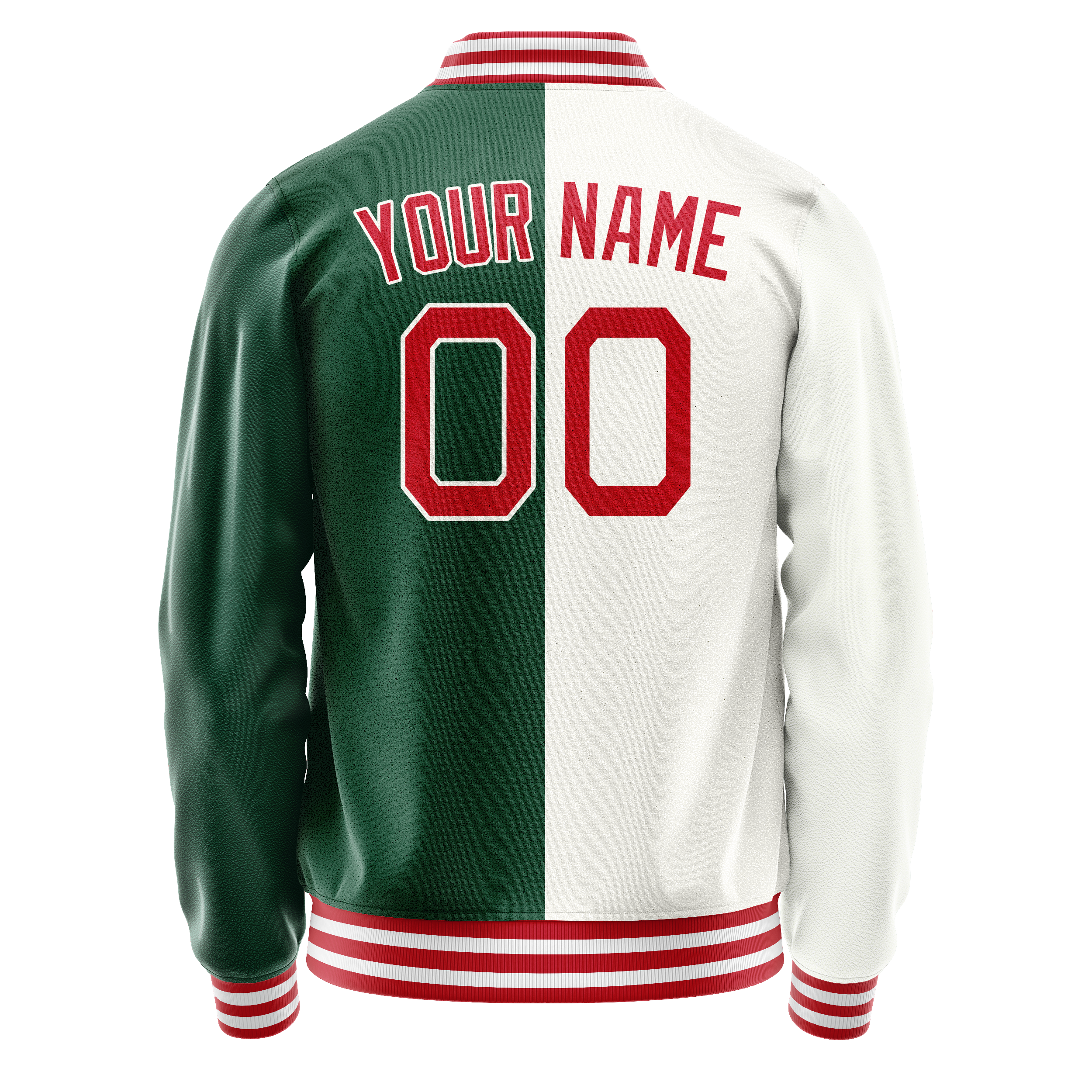 Custom Kelly-Green White Split Varsity Letterman Jacket JA02240617ZF219