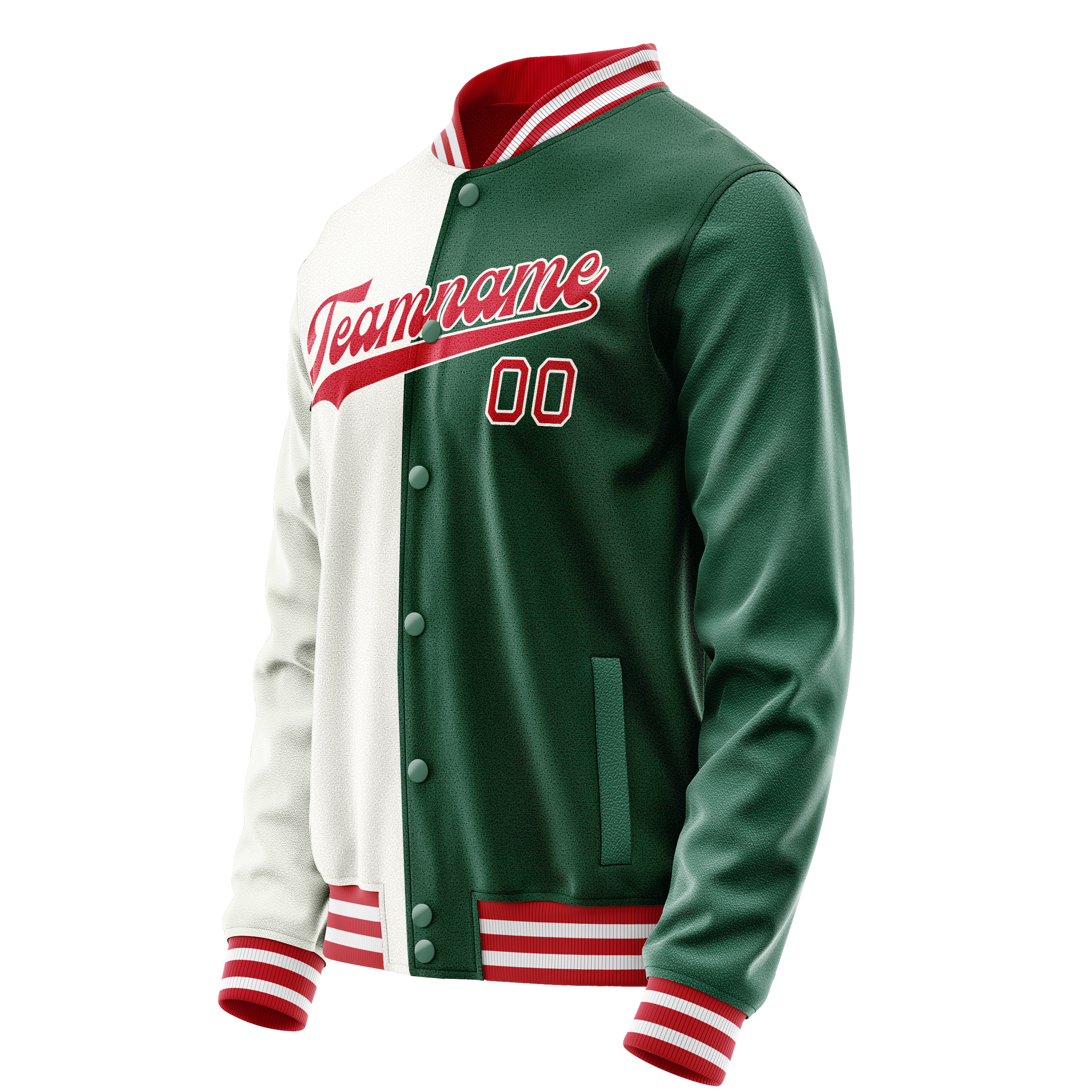 Custom Kelly-Green White Split Varsity Letterman Jacket JA02240617ZF219