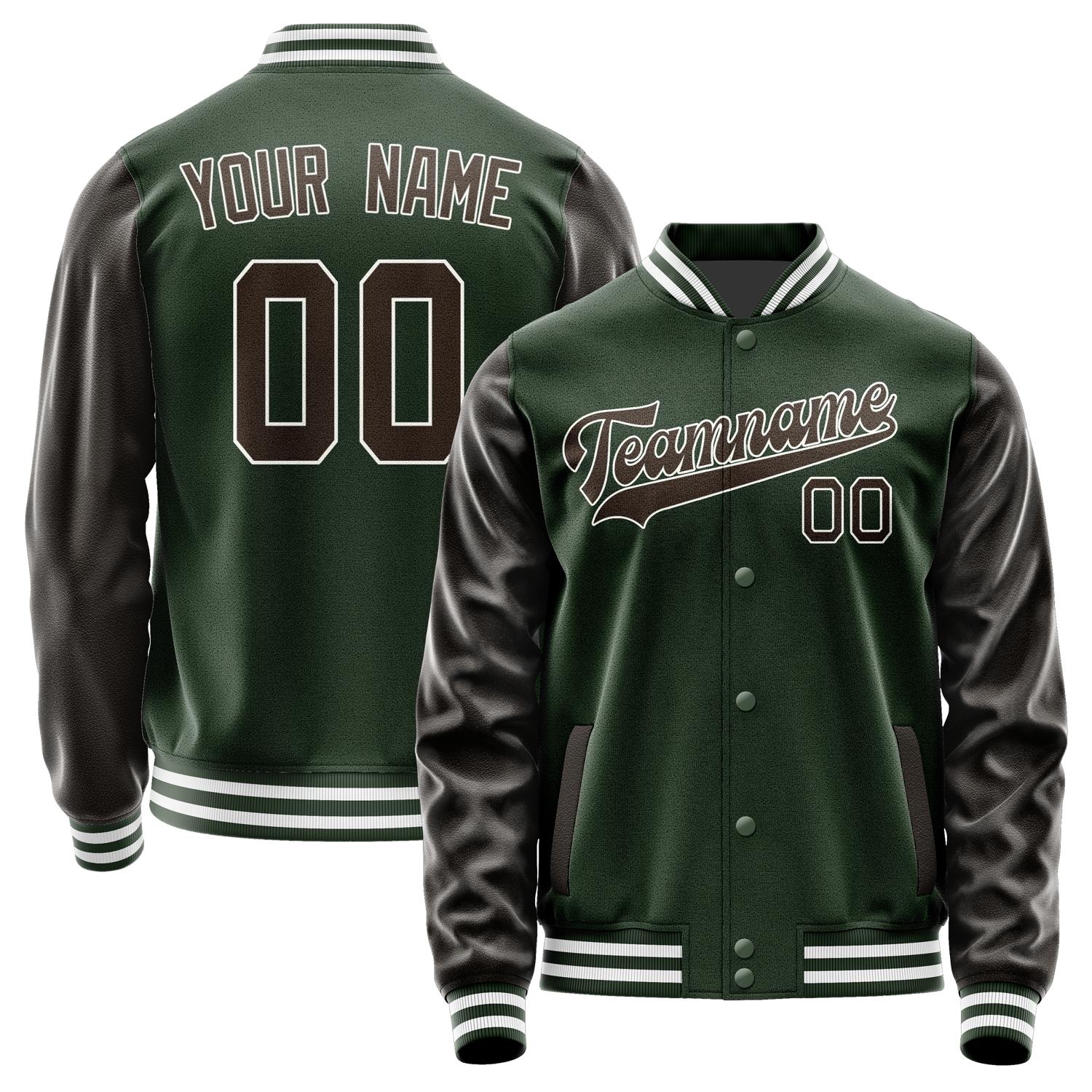 Custom Dark Green Brown Jacket JA0606010618B31801
