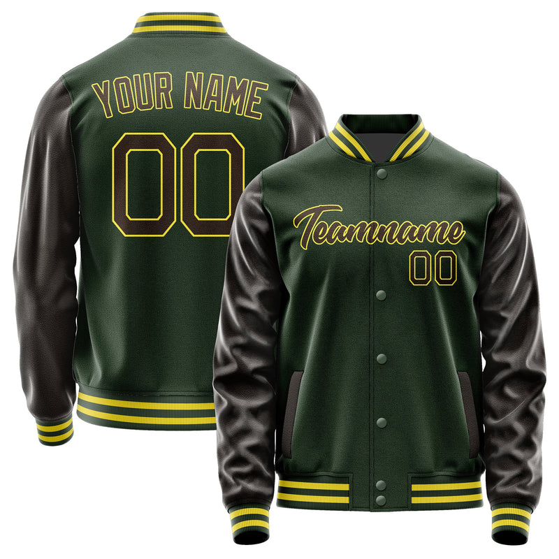 Custom Dark Green Brown Jacket JA0606010626B22601