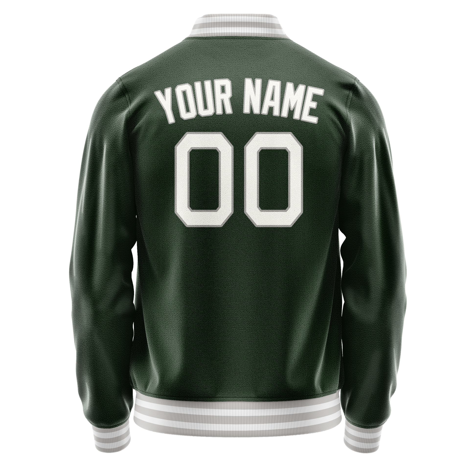 Custom Green Gray Solid Color Varsity Letterman Jacket JA02240617JG183