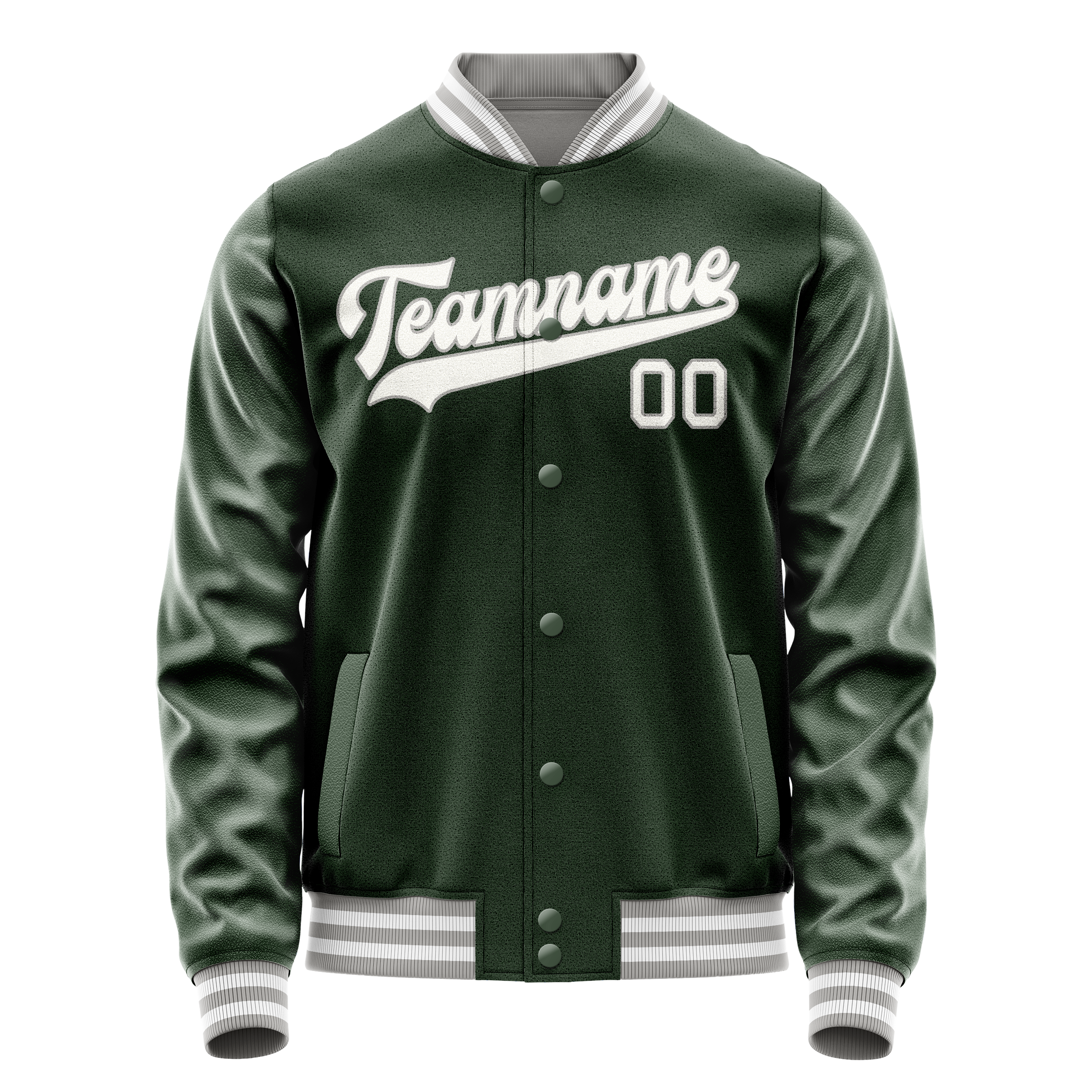 Custom Green Gray Solid Color Varsity Letterman Jacket JA02240617JG183