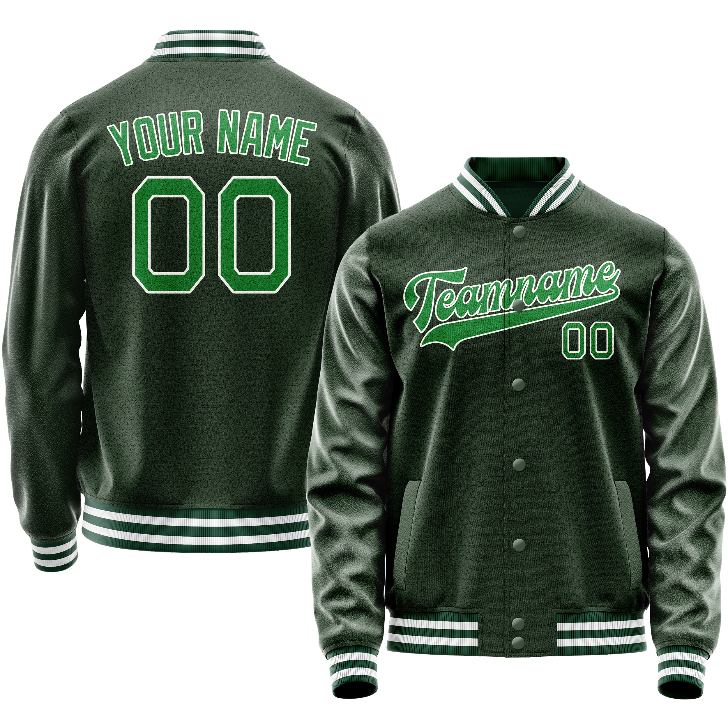 Custom Green Kelly-Green Solid Color Varsity Letterman Jacket JA02240617JG181