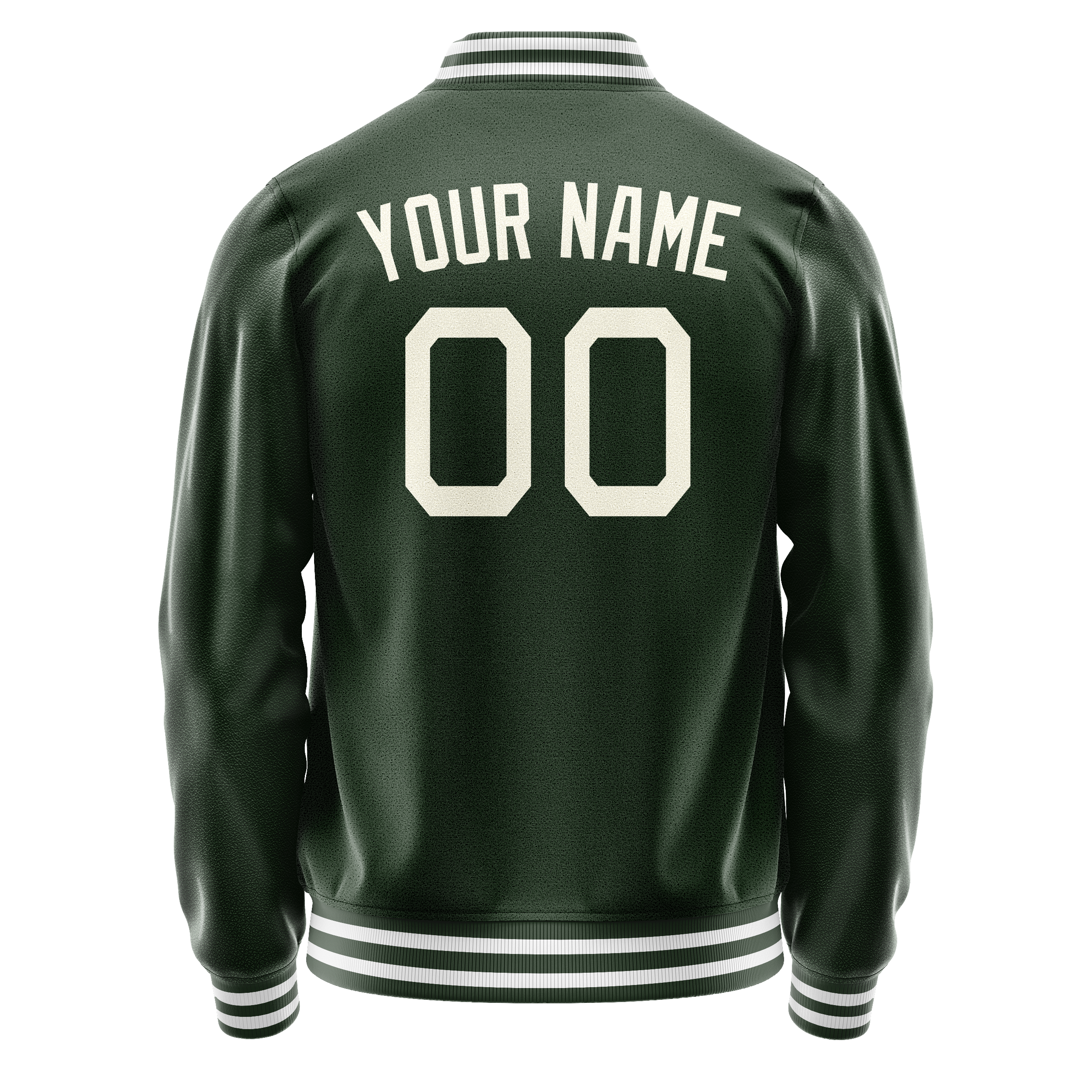 Custom Green Cream Solid Color Varsity Letterman Jacket JA02240617JG179