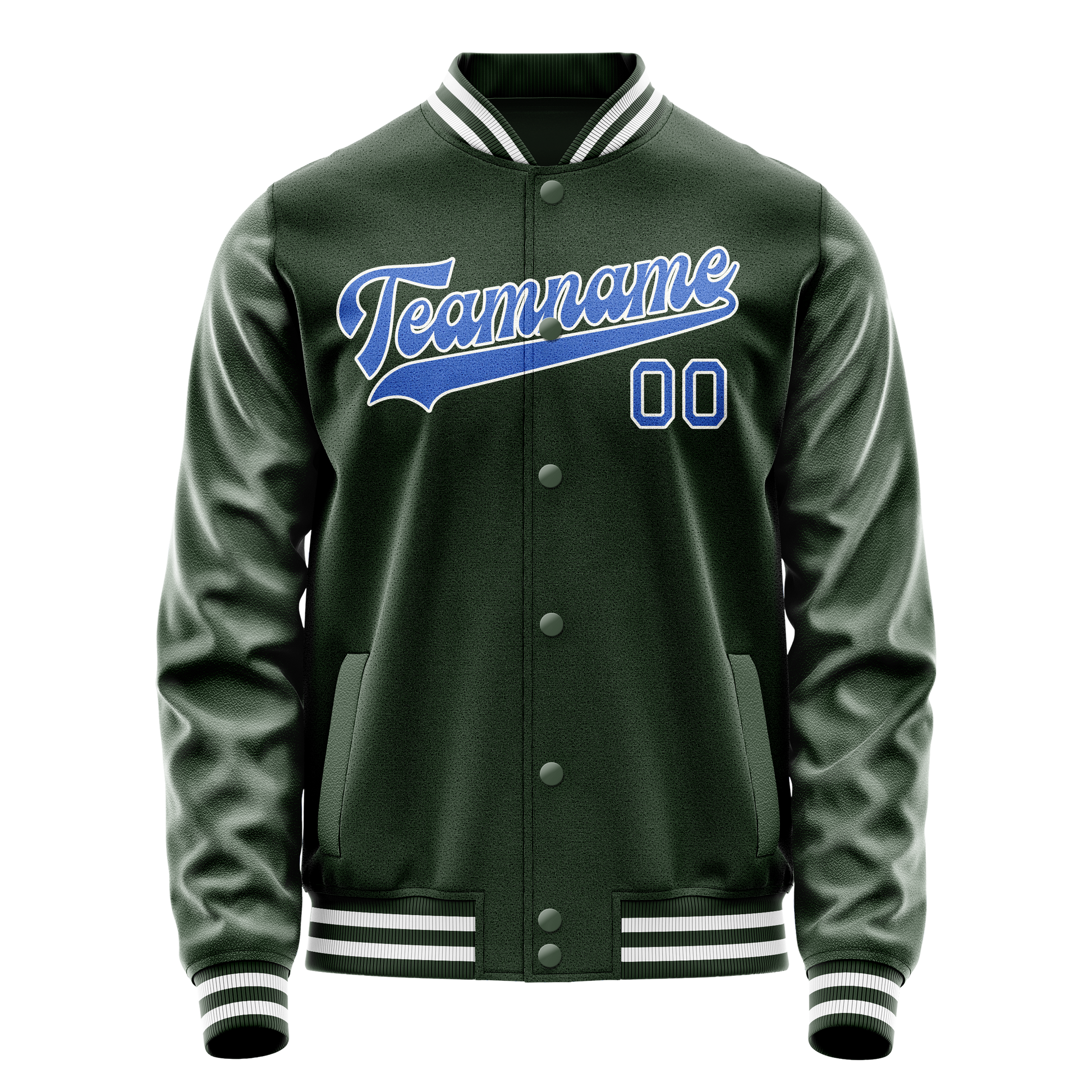 Custom Green Light-Blue Solid Color Varsity Letterman Jacket JA02240617JG186