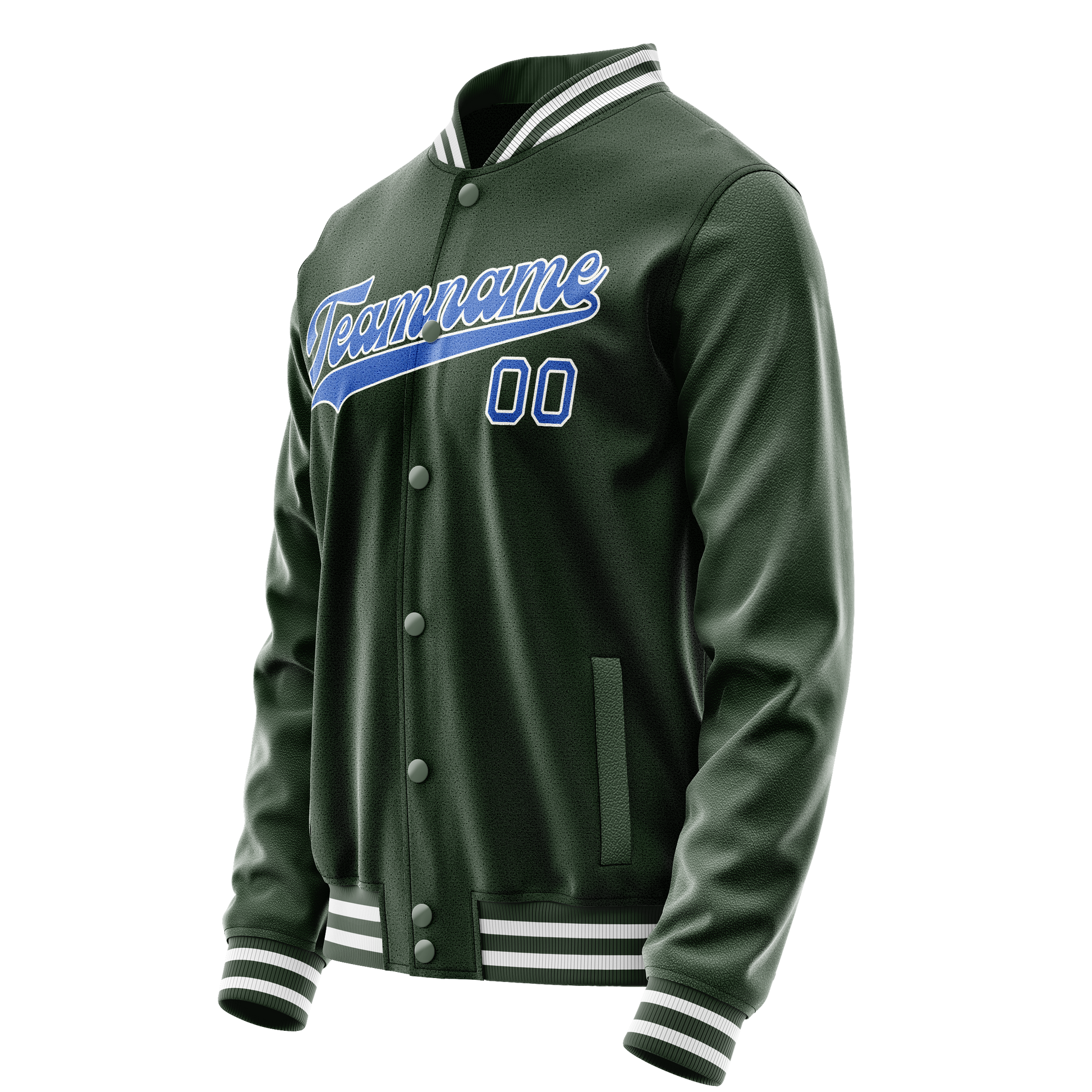 Custom Green Light-Blue Solid Color Varsity Letterman Jacket JA02240617JG186