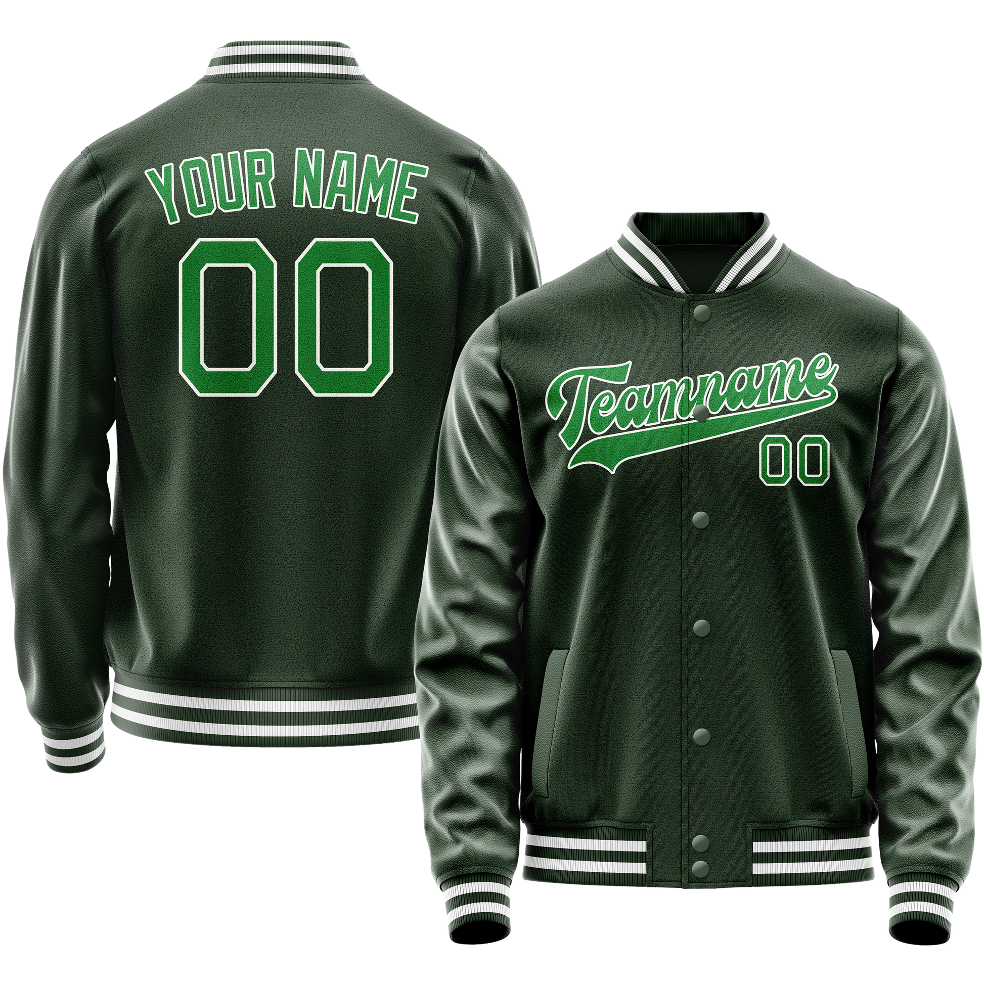 Custom Green Neon-Green Solid Color Varsity Letterman Jacket JA02240617JG196
