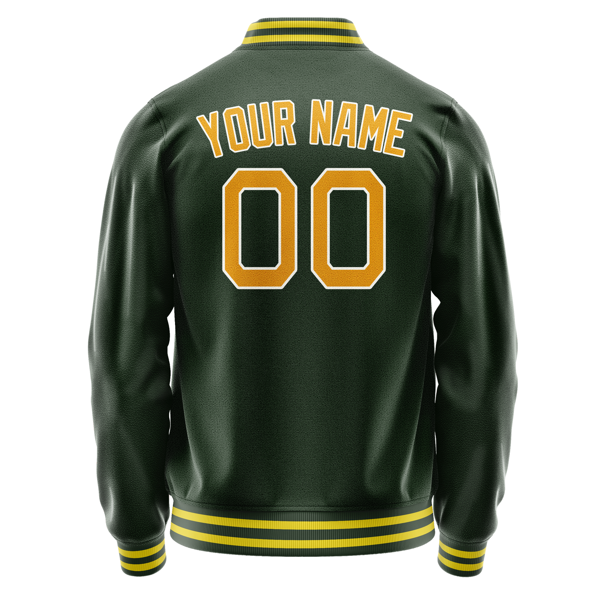 Custom Green Gold Solid Color Varsity Letterman Jacket JA02240617JG202