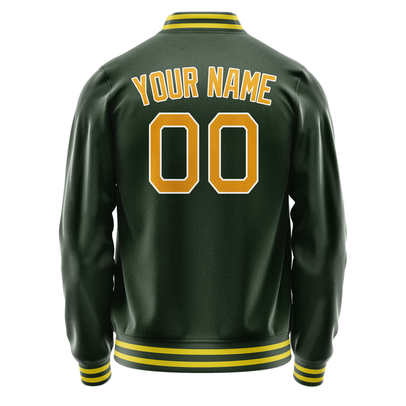 Custom Green Gold Solid Color Varsity Letterman Jacket JA02240617JG202