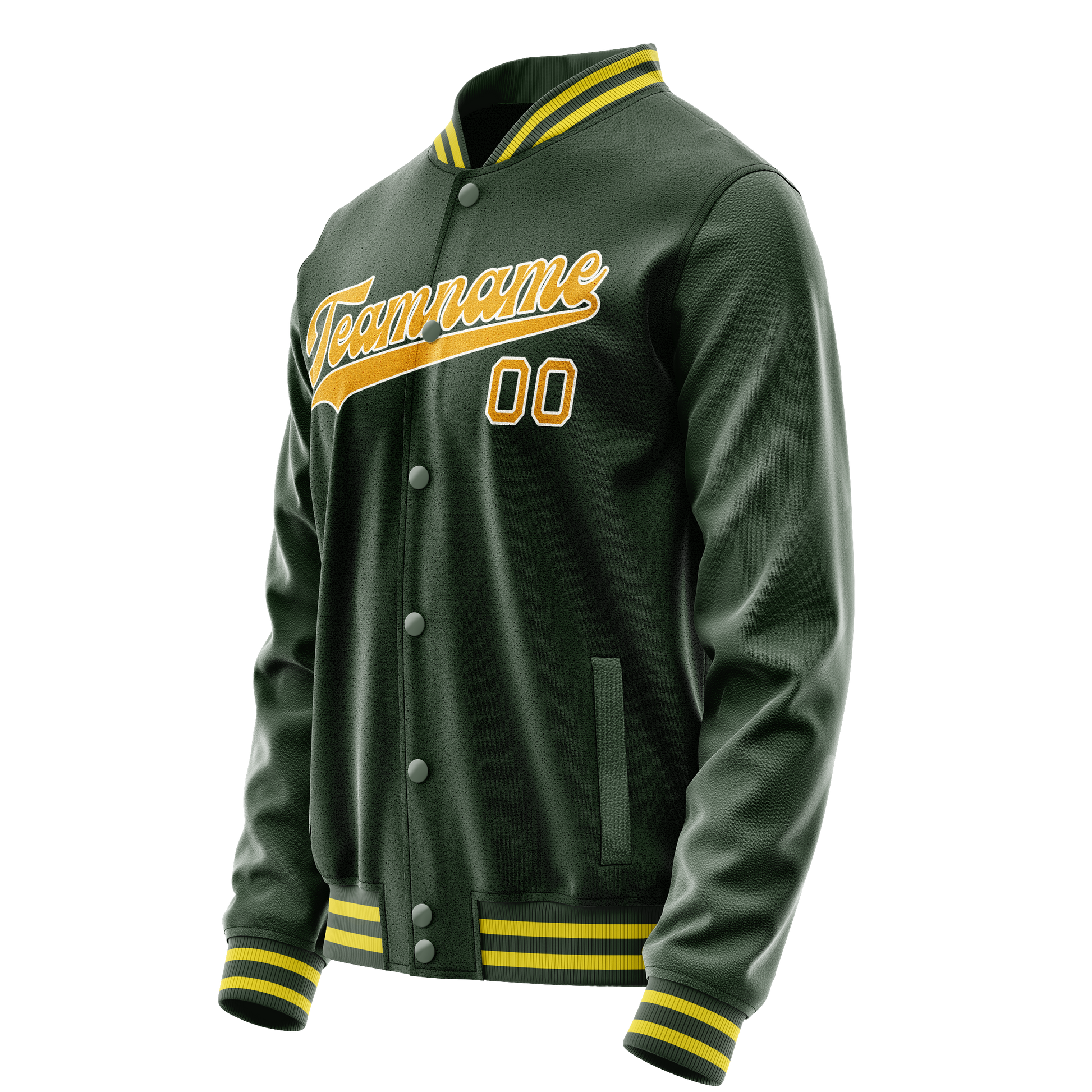 Custom Green Gold Solid Color Varsity Letterman Jacket JA02240617JG202