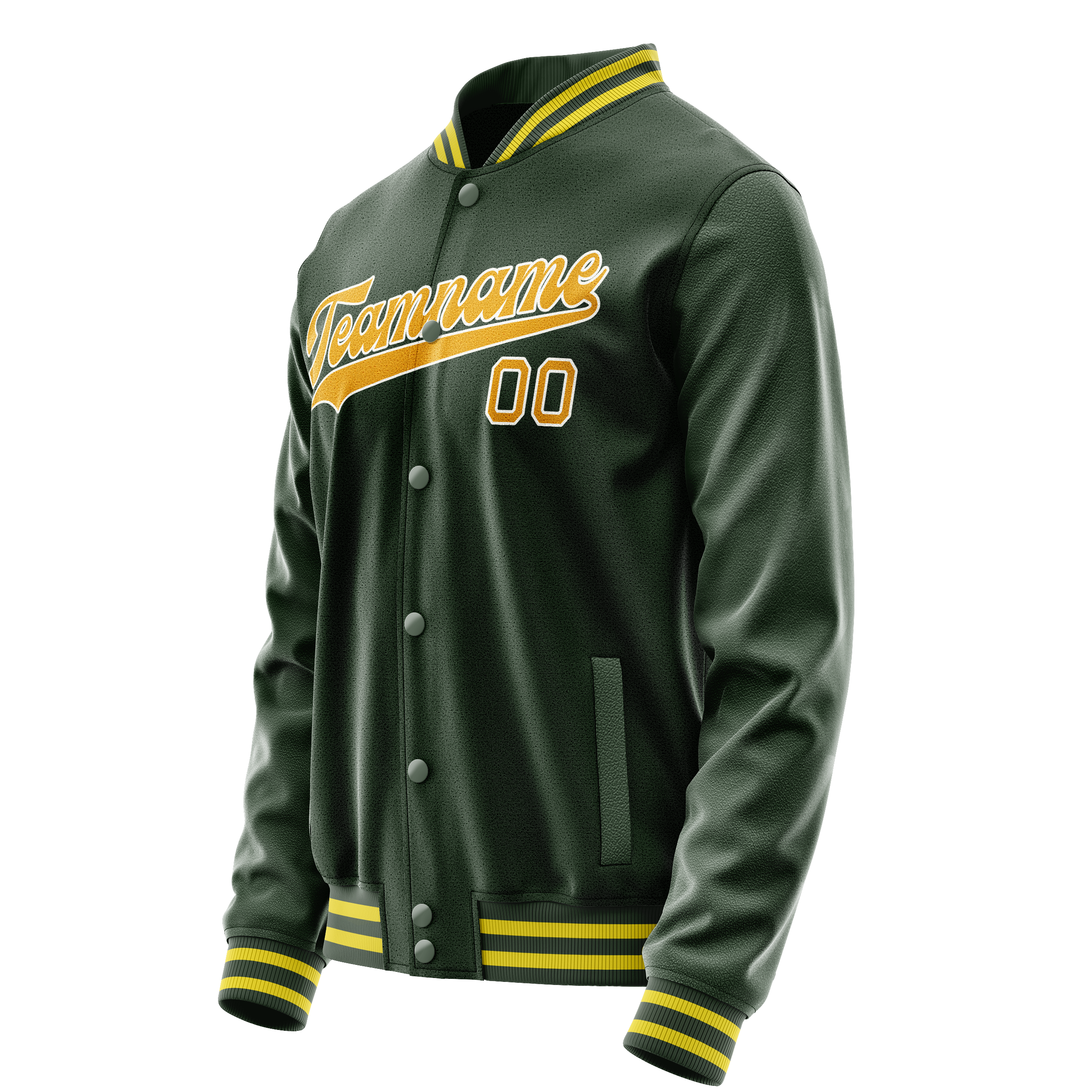 Custom Green Gold Solid Color Varsity Letterman Jacket JA02240617JG202