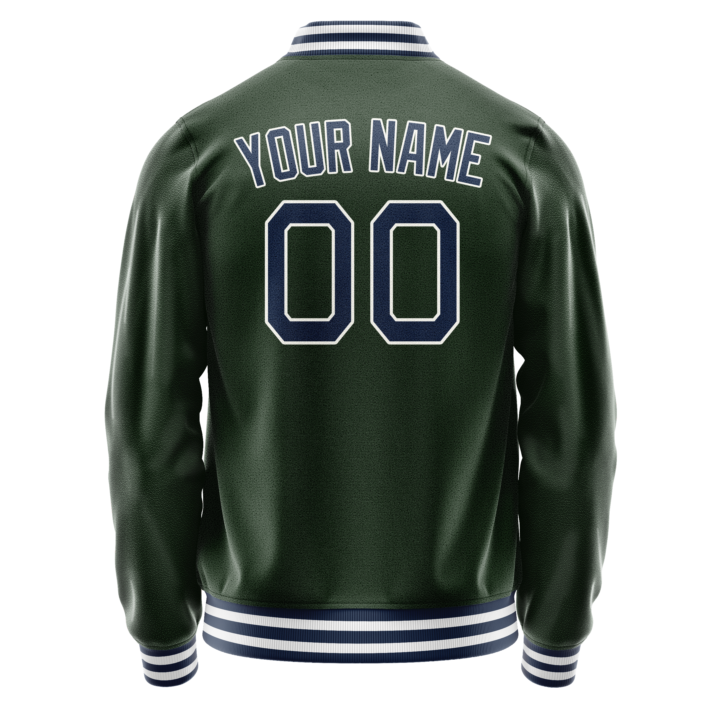 Custom Green Navy Solid Color Varsity Letterman Jacket JA02240617JG193