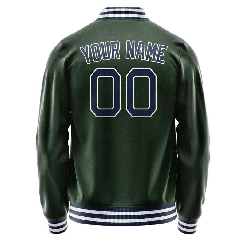 Custom Green Navy Solid Color Varsity Letterman Jacket JA02240617JG193