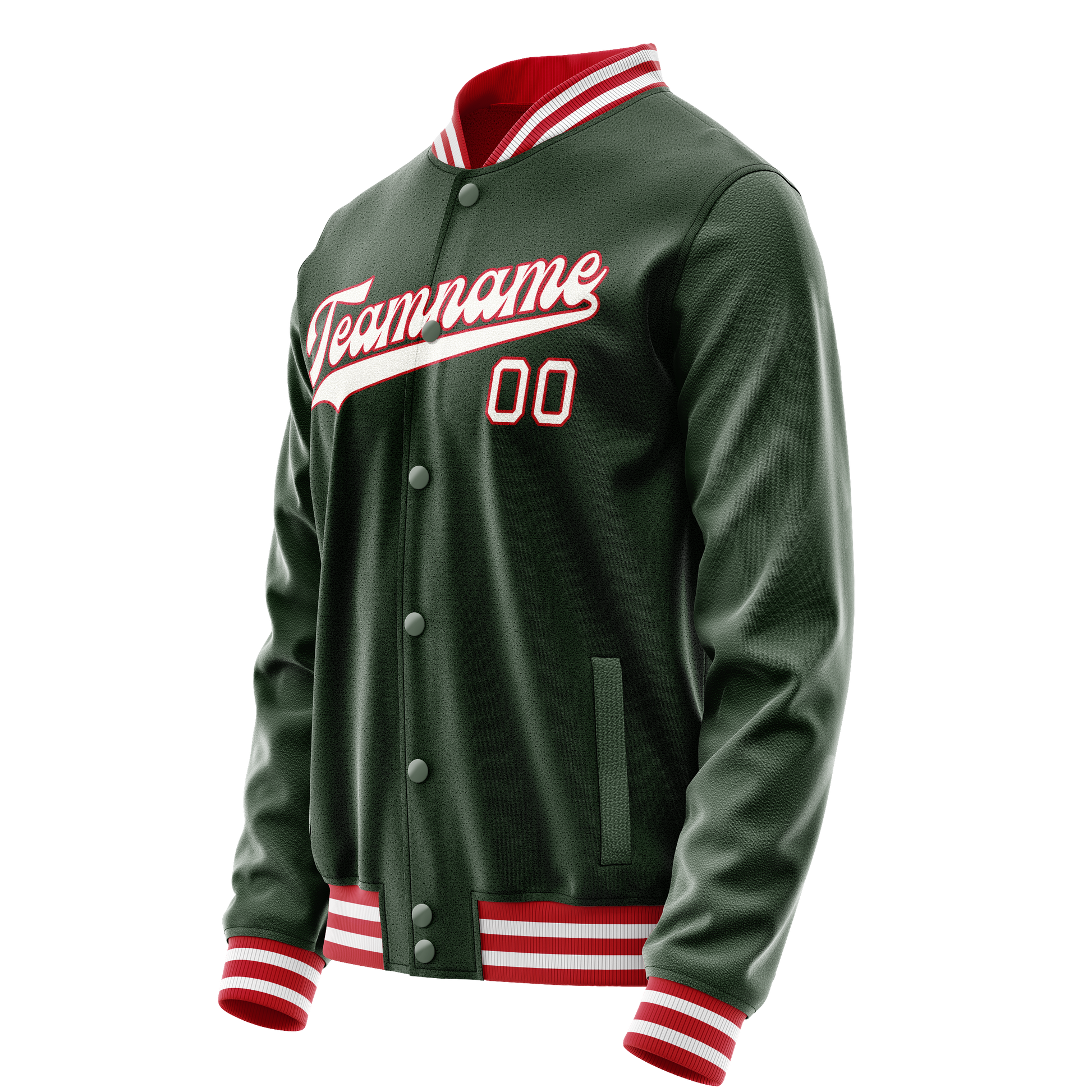 Custom Green White Solid Color Varsity Letterman Jacket JA02240617JG180