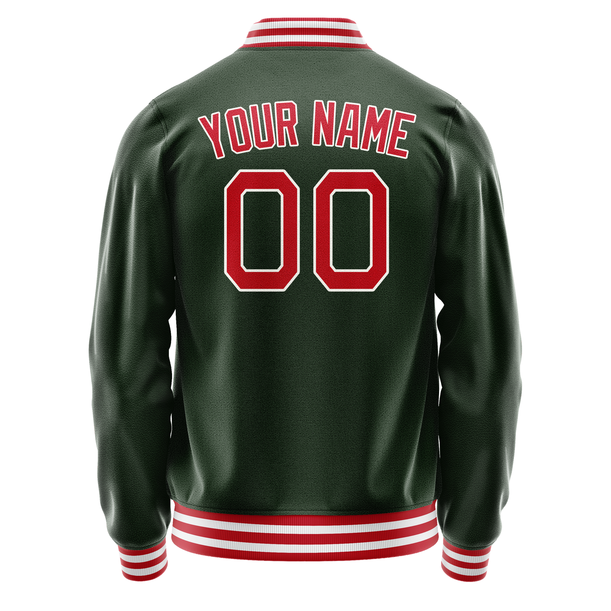 Custom Green Red Solid Color Varsity Letterman Jacket JA02240617JG185