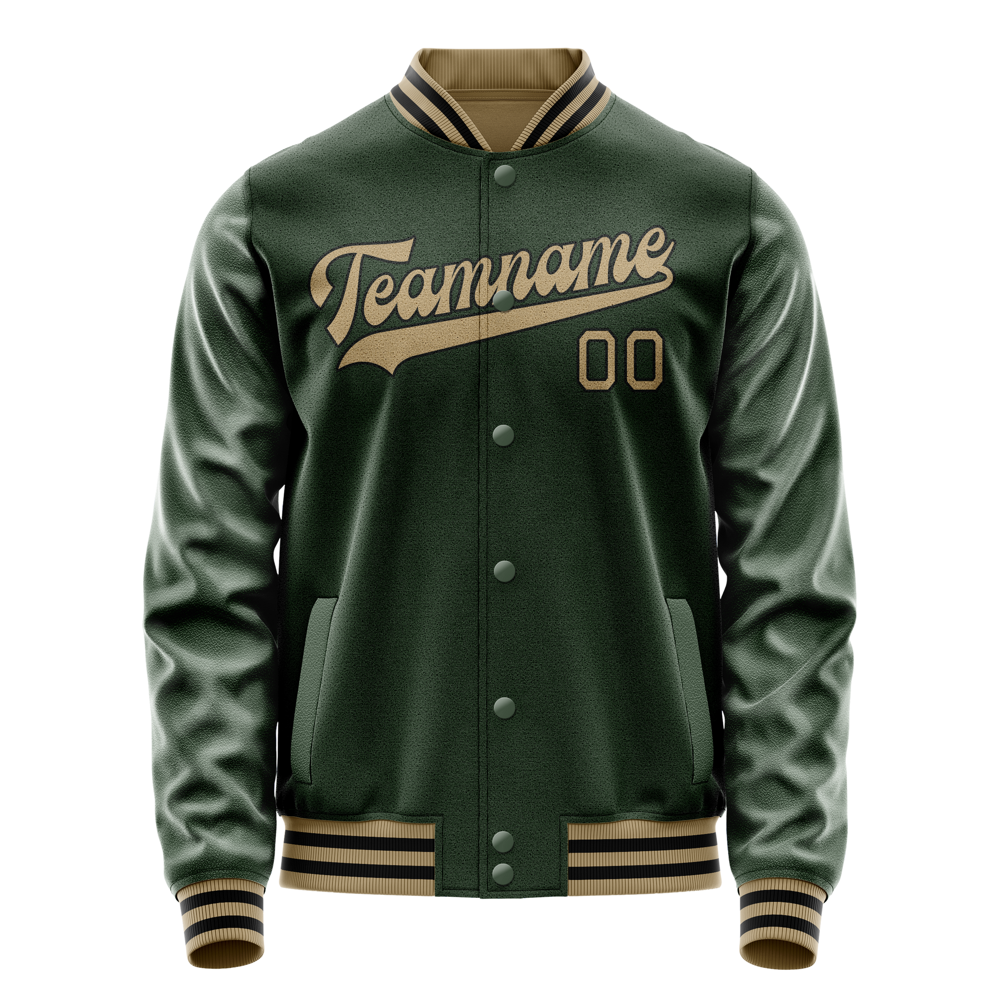 Custom Green Old-Gold Solid Color Varsity Letterman Jacket JA02240617JG200