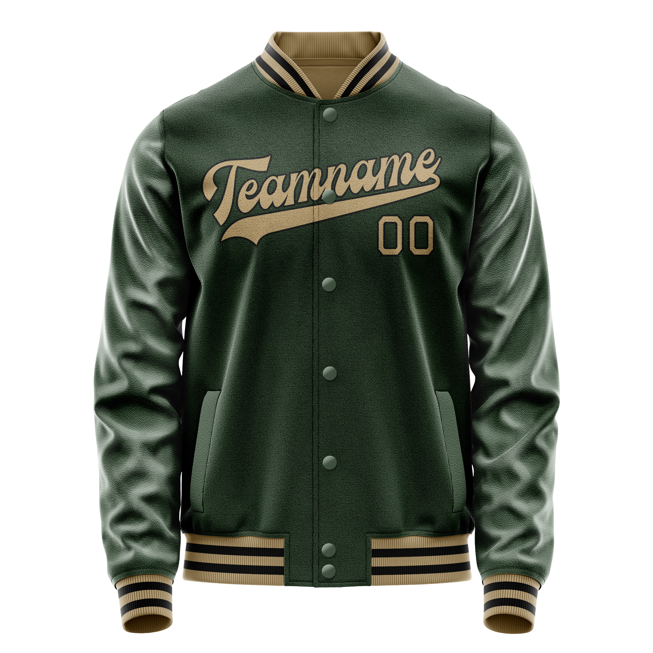 Custom Green Old-Gold Solid Color Varsity Letterman Jacket JA02240617JG200