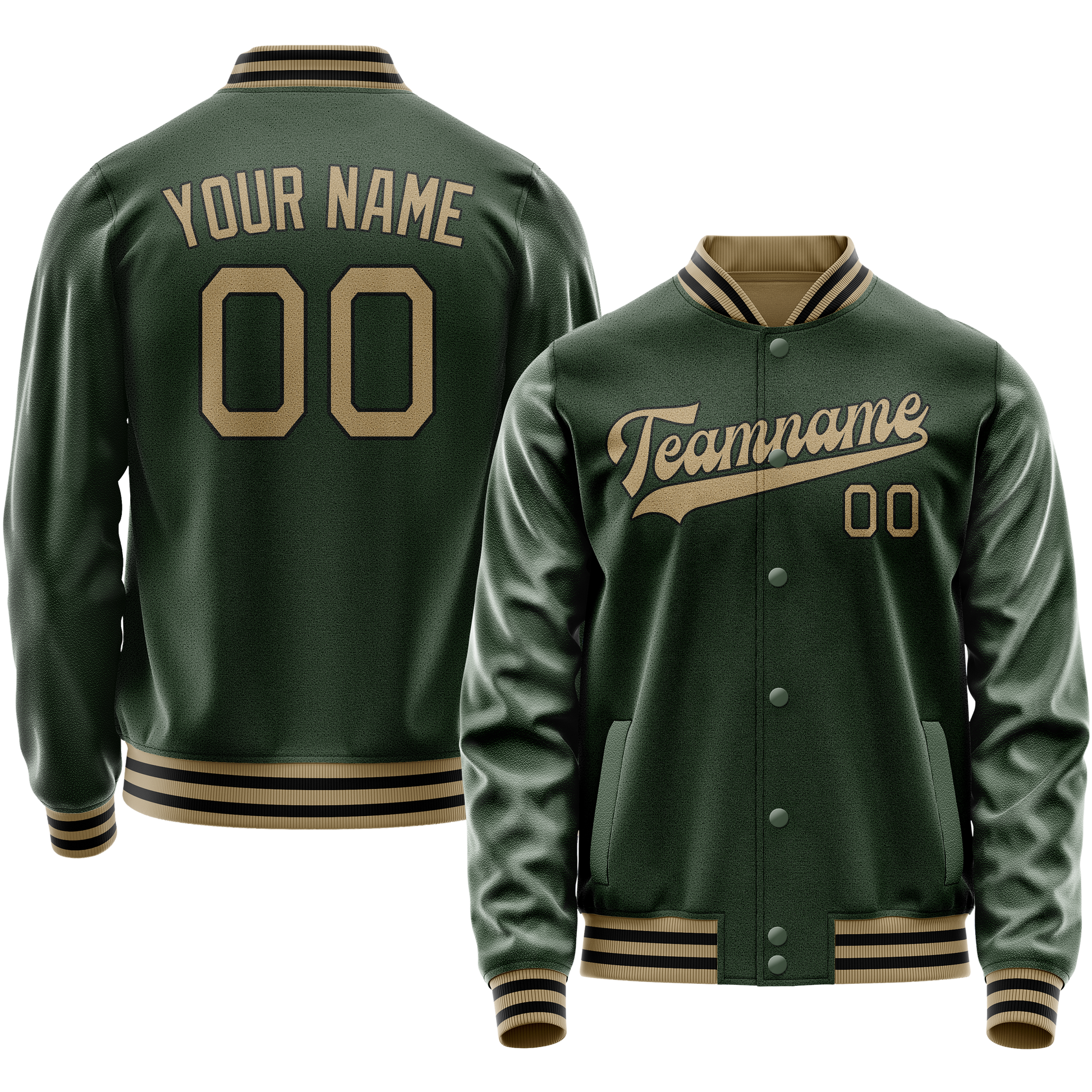 Custom Green Old-Gold Solid Color Varsity Letterman Jacket JA02240617JG200