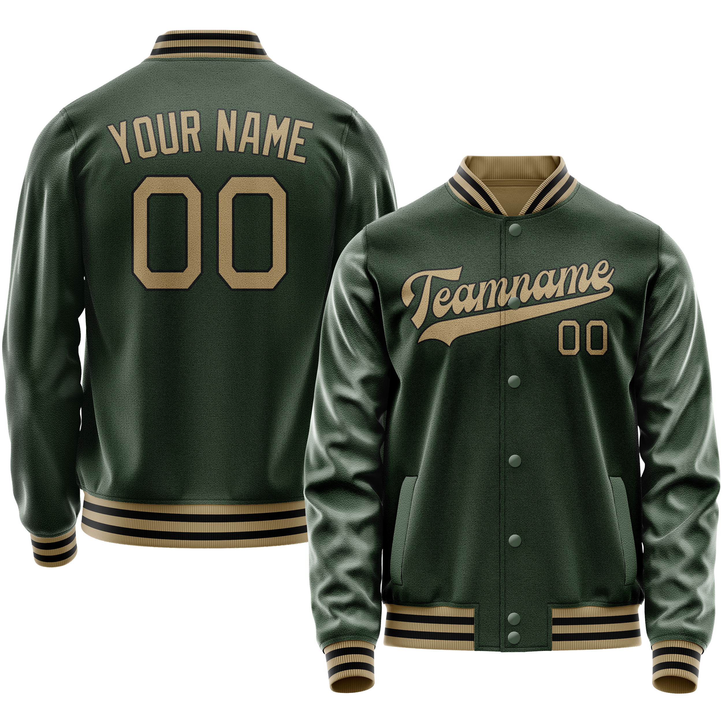Custom Green Old-Gold Solid Color Varsity Letterman Jacket JA02240617JG200