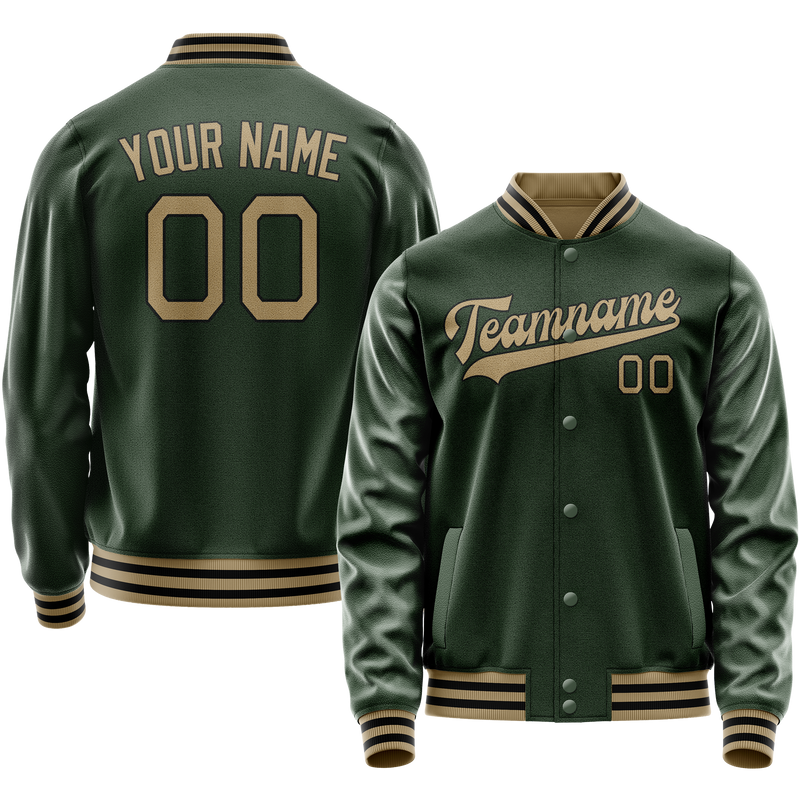 Custom Green Old-Gold Solid Color Varsity Letterman Jacket JA02240617JG200